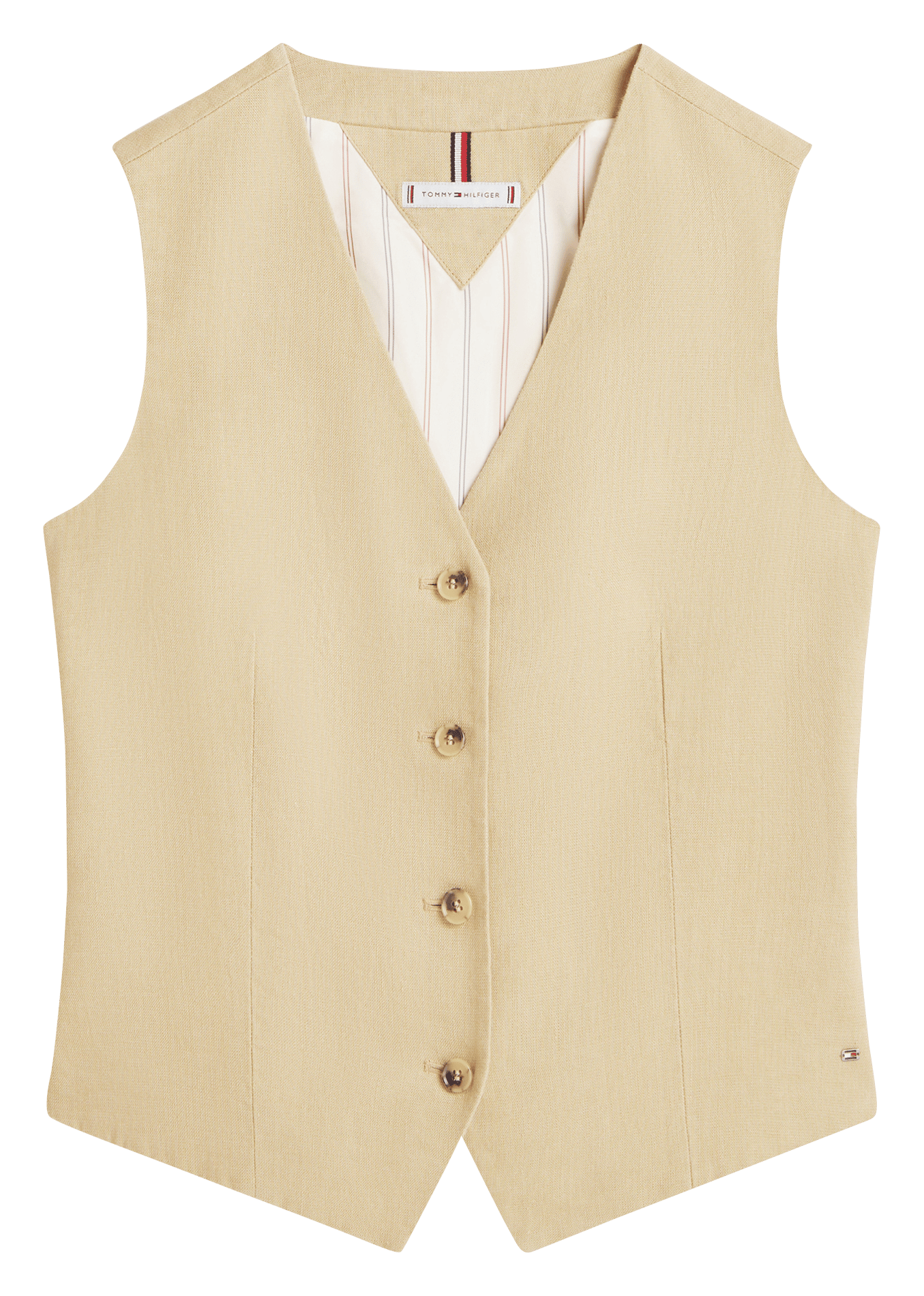 Mixed linen V-neck jacket TOMMY HILFIGER Beige