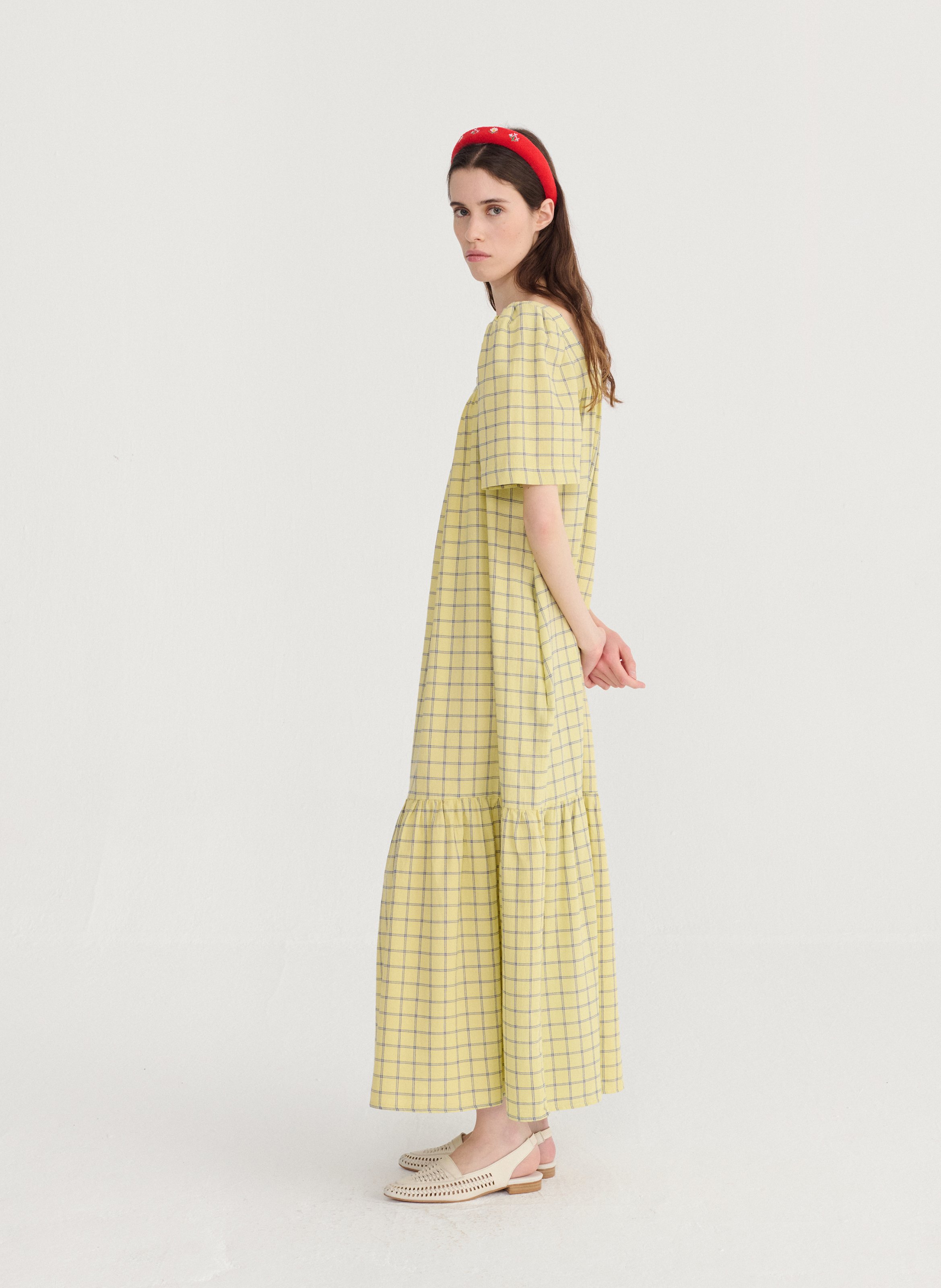 Robe longue ample à carreaux BOBO CHOSES Jaune