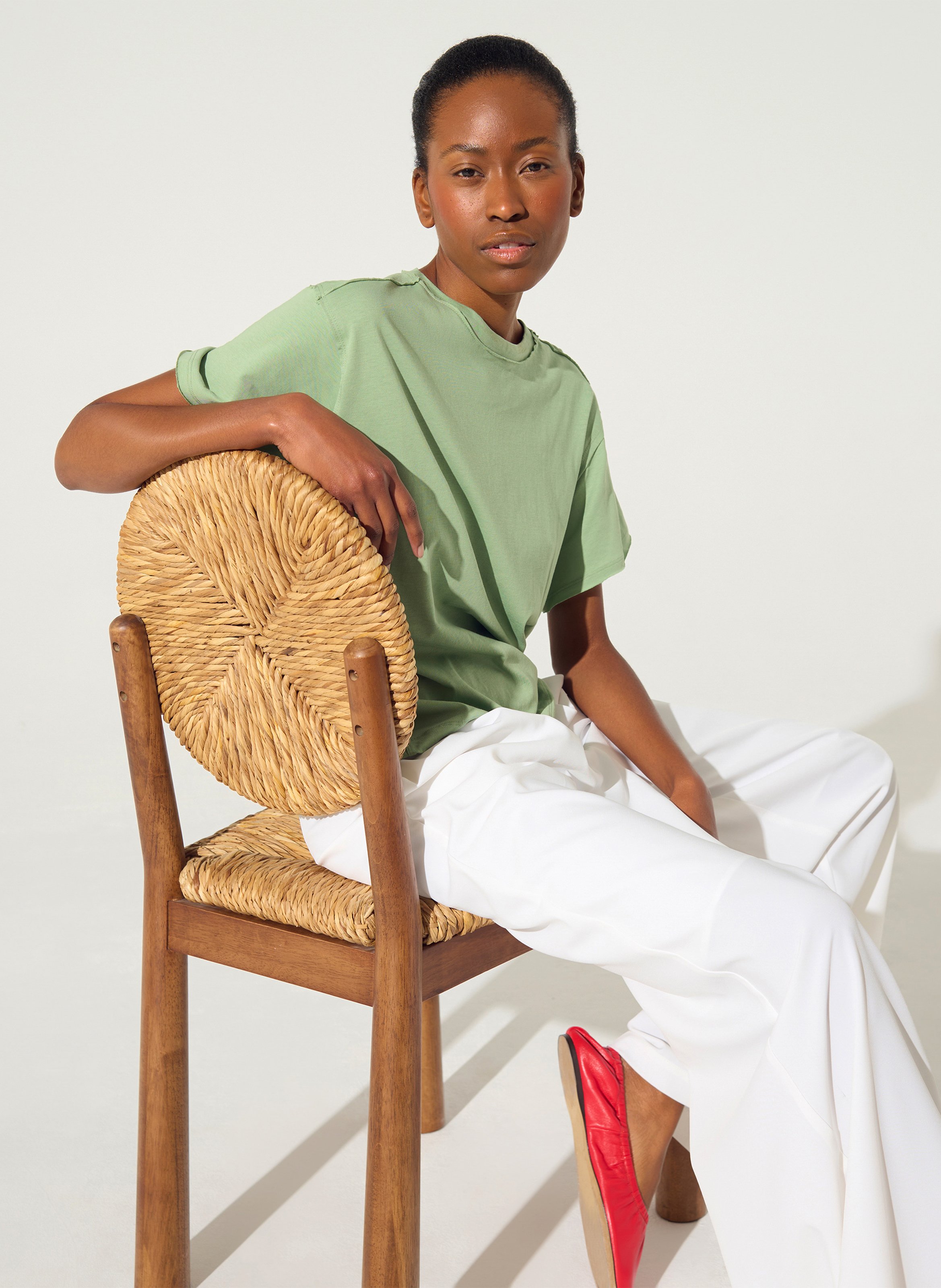 T-shirt droit col rond en coton bio COTELAC Vert