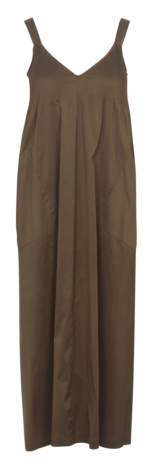 Long cotton-blend V-neck dress COTELAC Brown