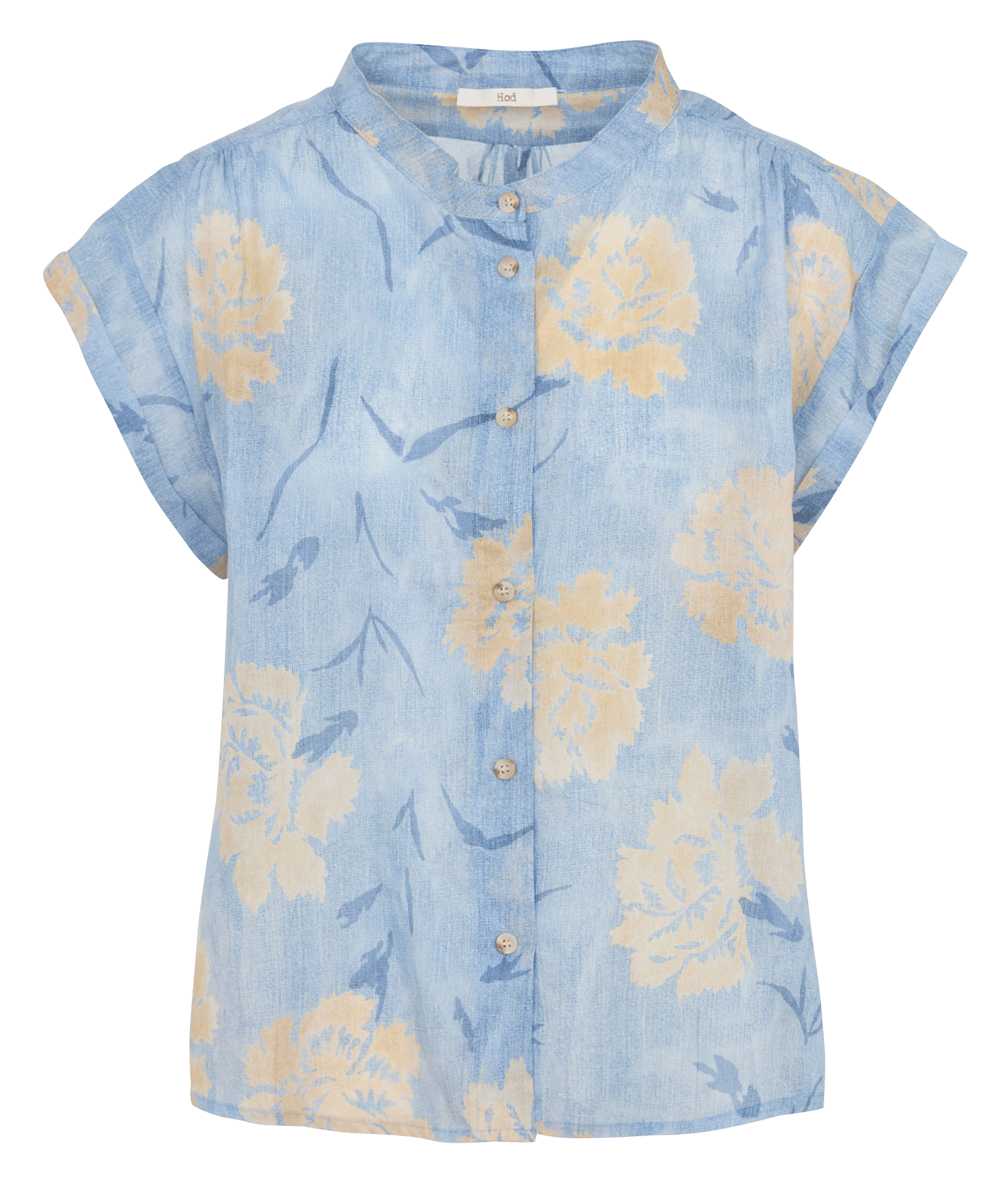 Ruimvallende blouse van katoenmix met maokraag HOD PARIS Blauw