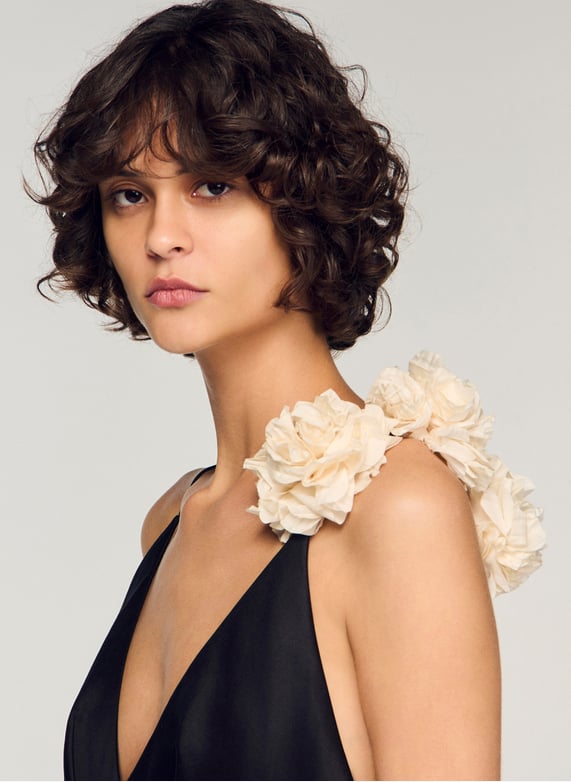 Satin asymmetric dress Black Sandro - Women | Place des Tendances Satin asymmetric dress Black Sandro - Women | Place des Tendances