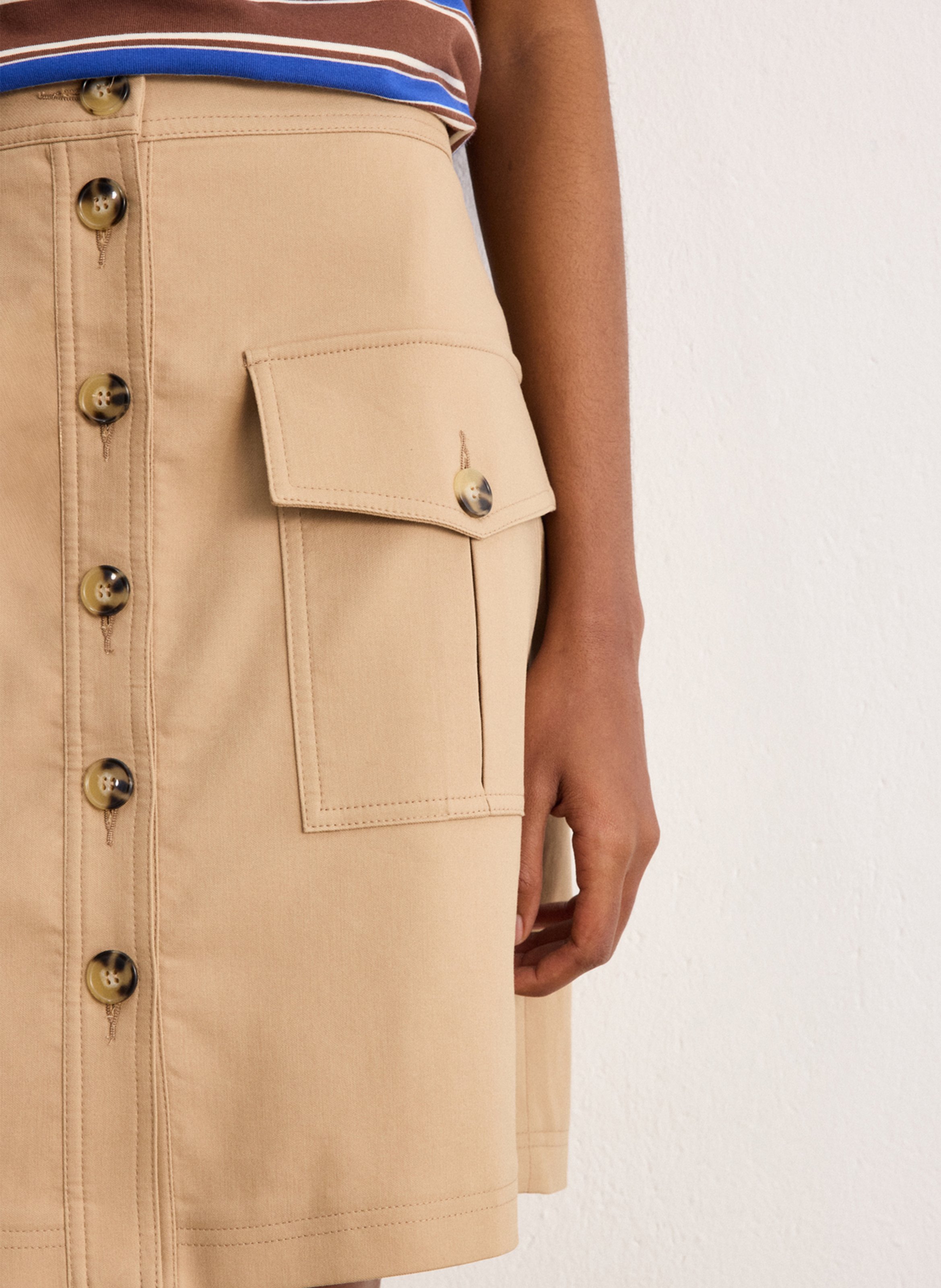 Jupe courte en coton mélangé PABLO Marron