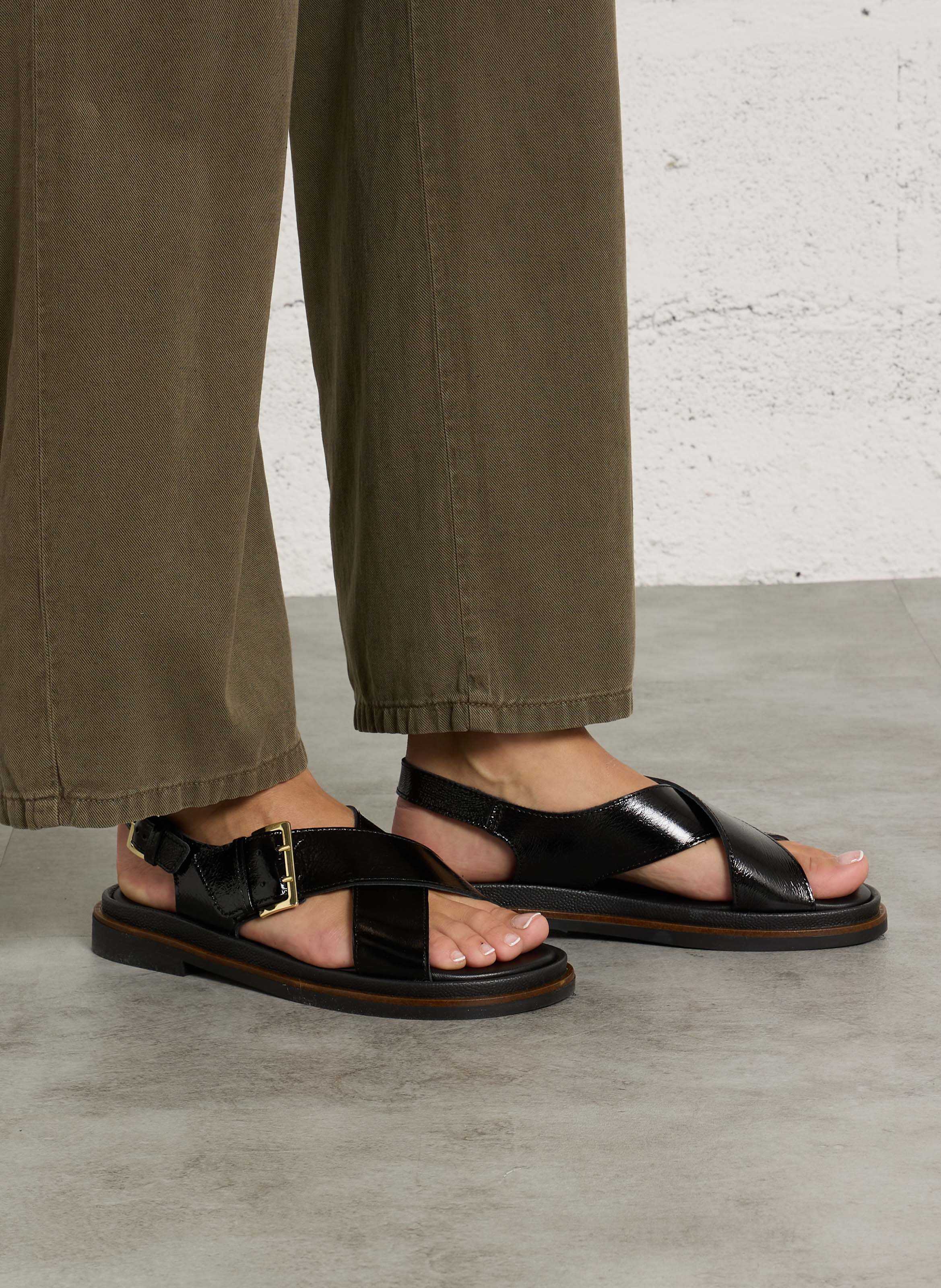 Leren sandalen BOCAGE Zwart