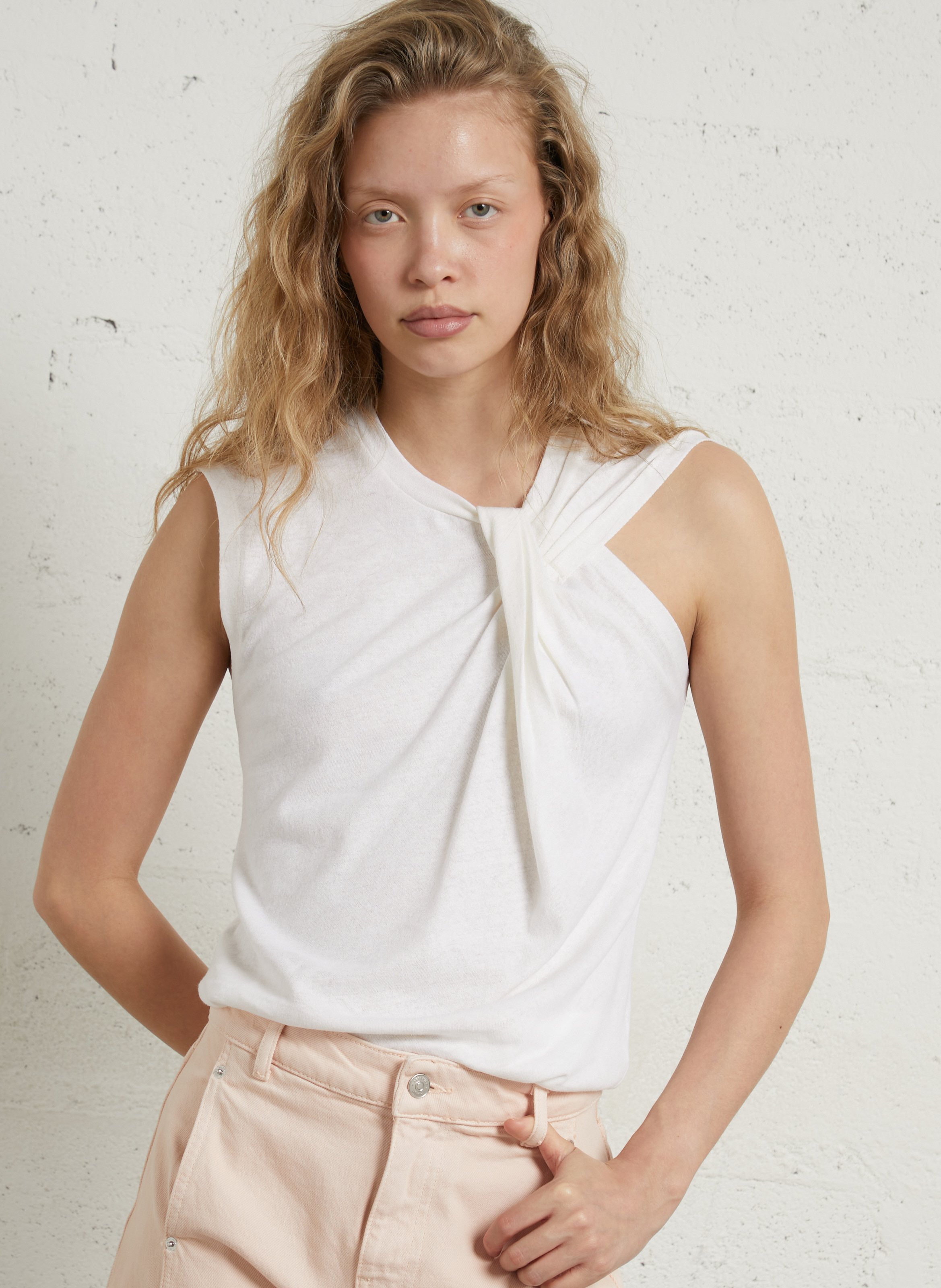 Débardeur col rond en lin mélangé MAJESTIC FILATURES