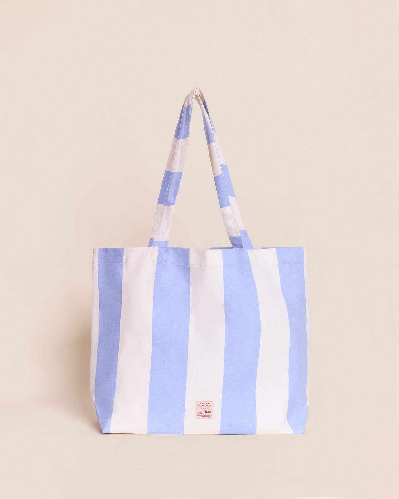 Embroidered Striped Tote Bag Dream Mama EMOI EMOI Blue