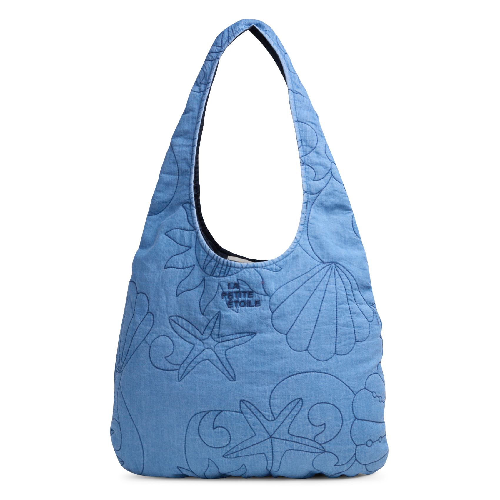 Tasche mit Denim-Effekt und bestickten Mustern LA PETITE ETOILE Stone-bleached Jeans