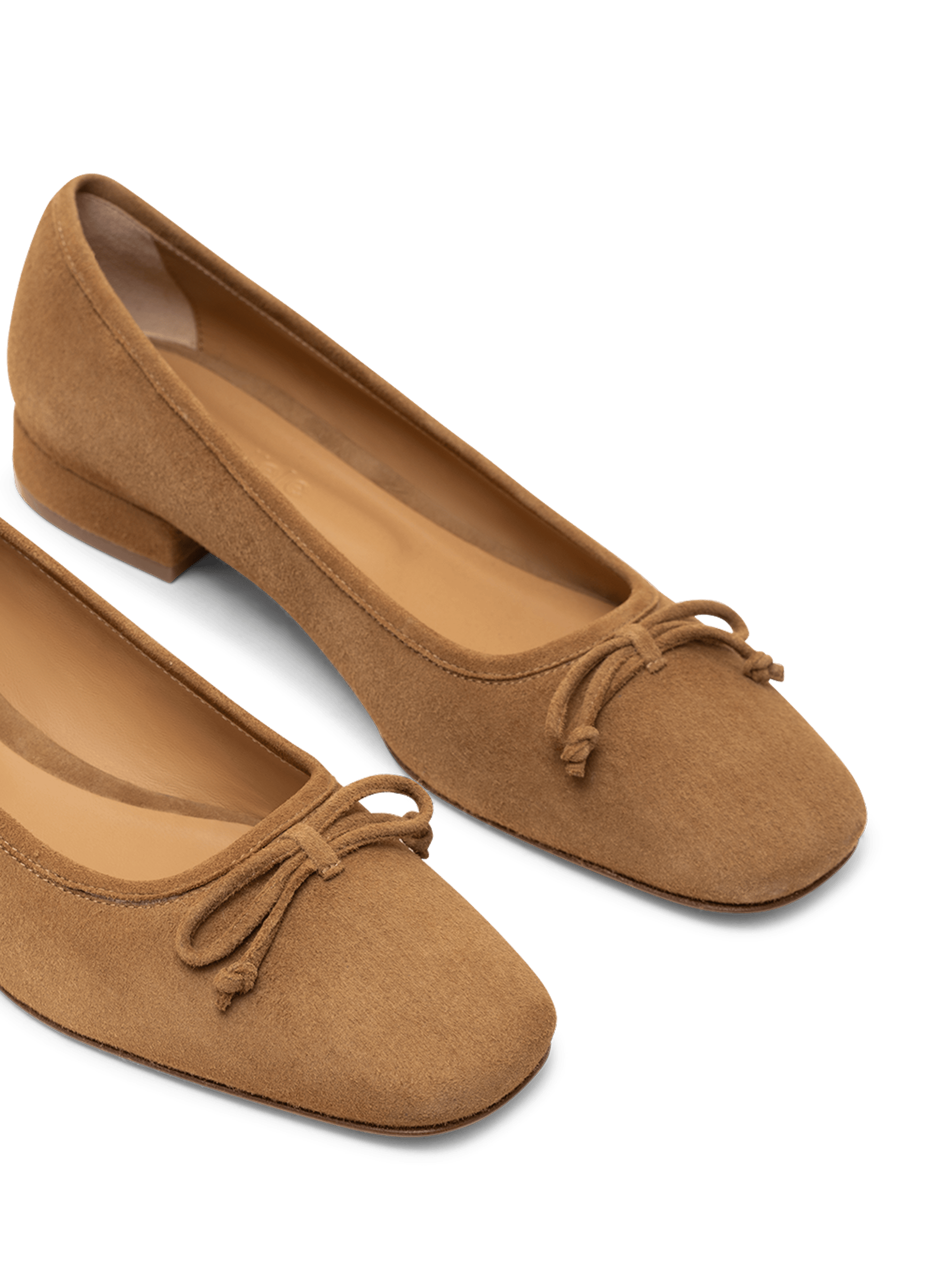 Camel suede leather ballerina flats PARALLELE PARIS Brown