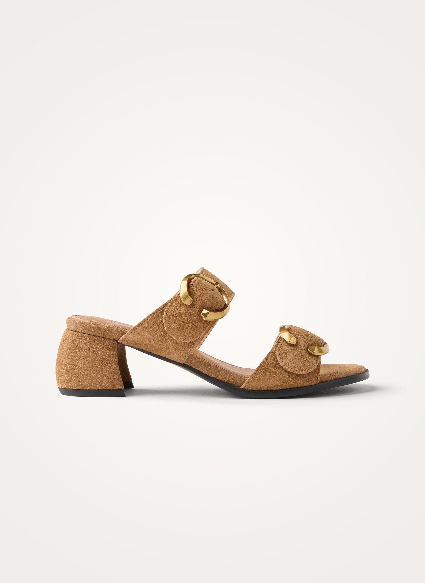 Leather mules with half-moon heel and straps VANESSA WU