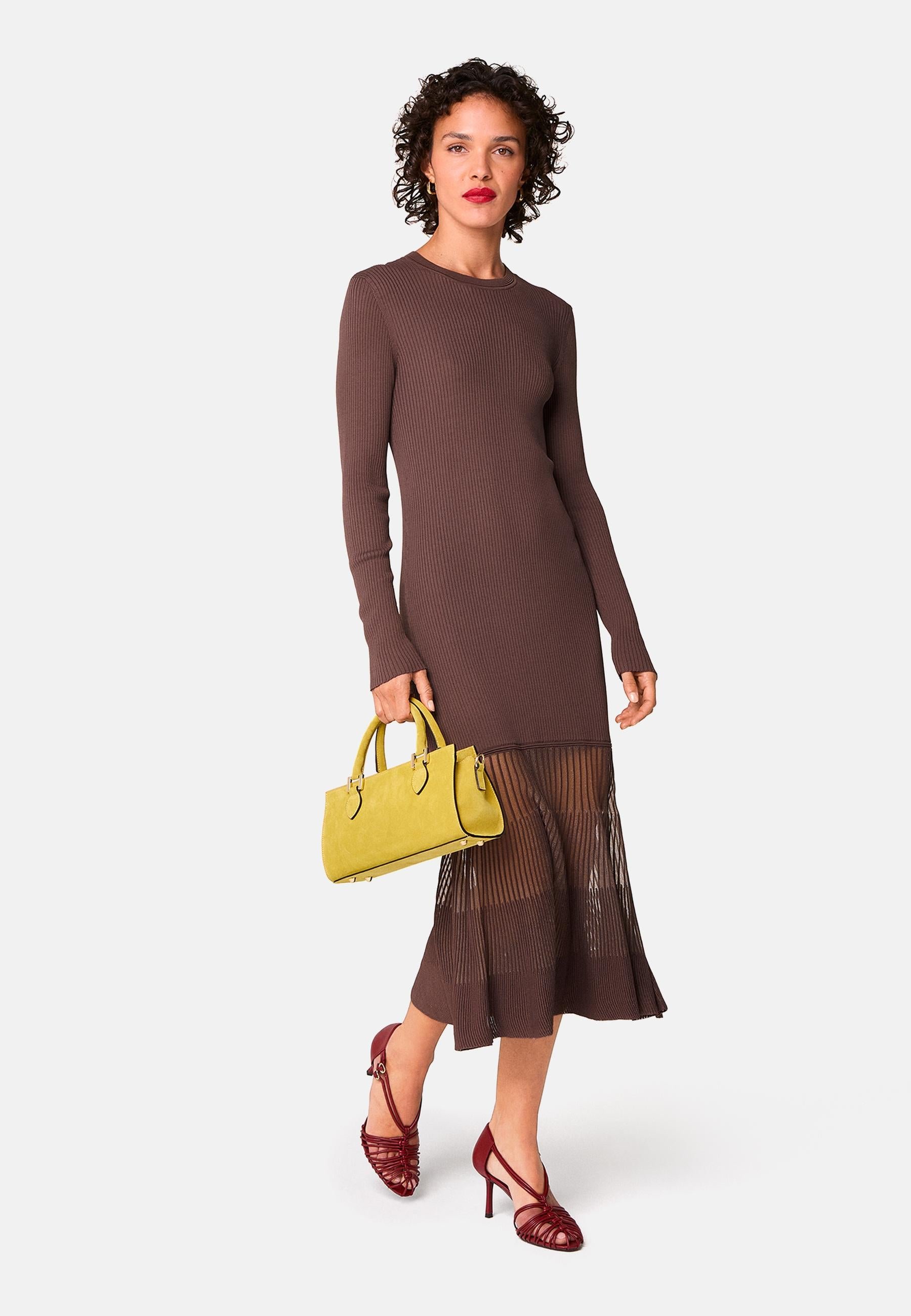 Long dual-fabric dress RODIER Brown