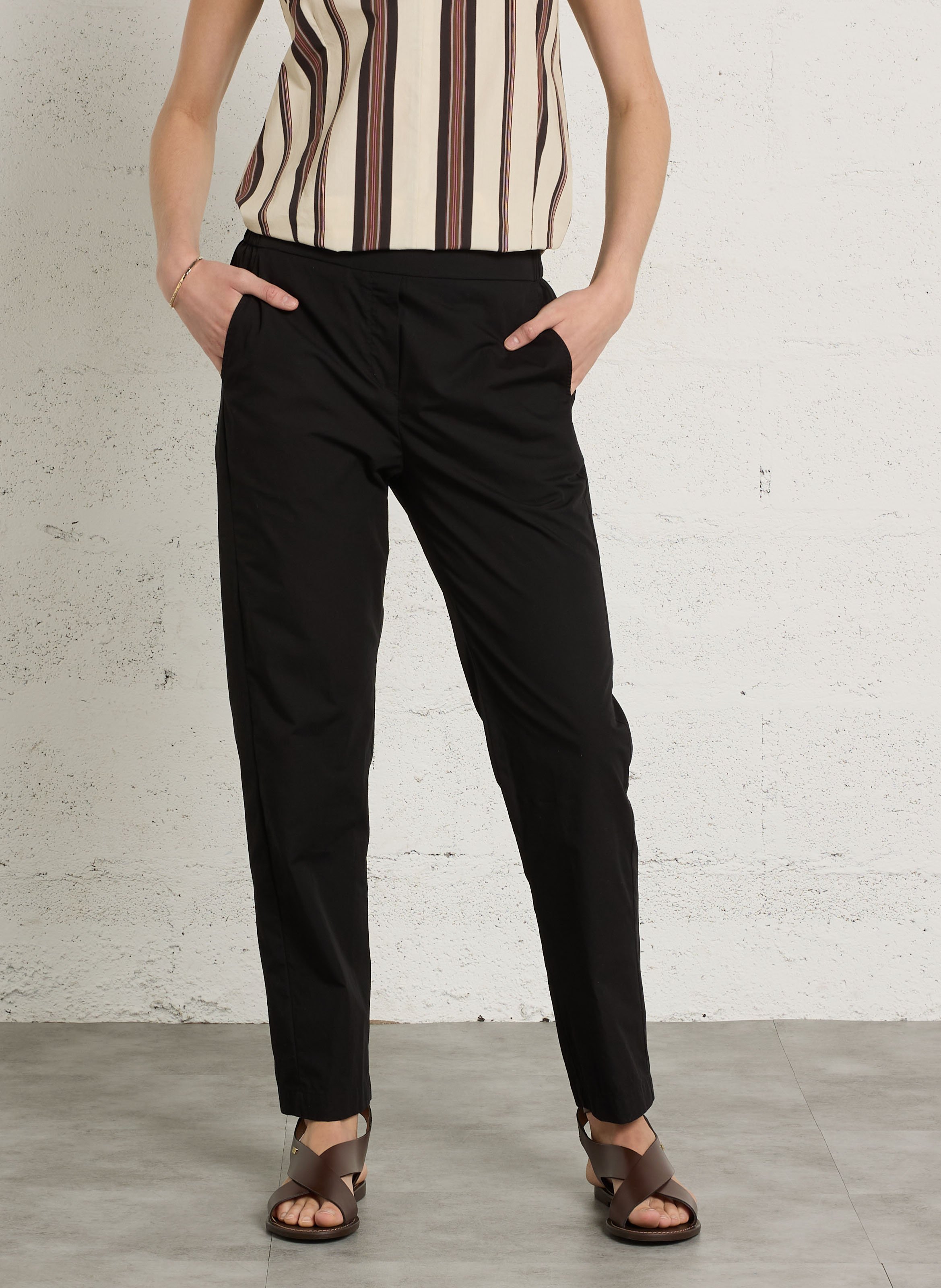 Pantalon slim en coton DIEGA Noir