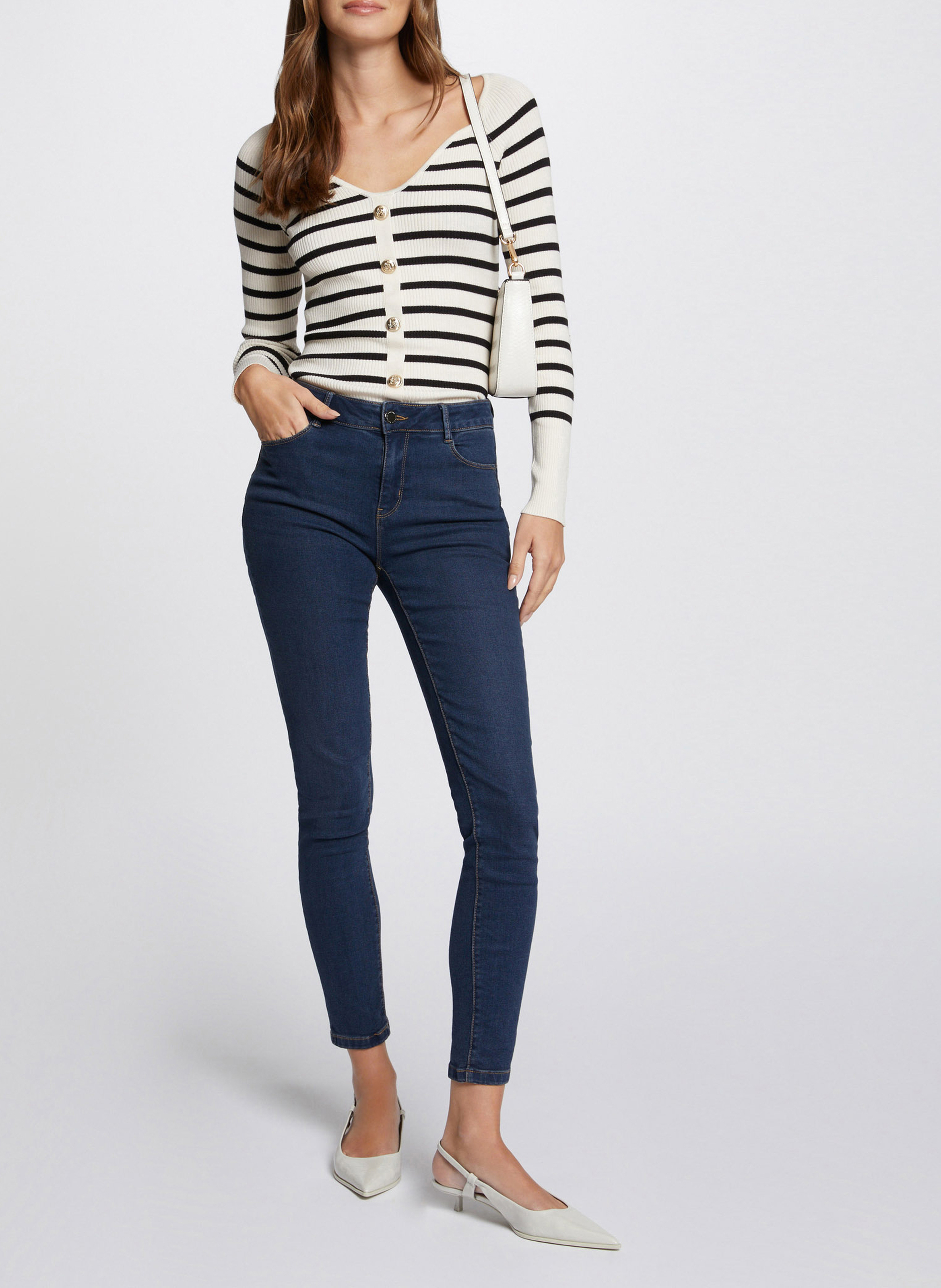 Raw-Denim-Jeans aus Baumwoll-Mix, Slim Fit MORGAN Blau