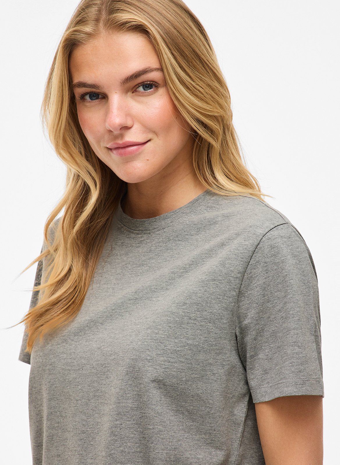 Tee-shirt col rond en coton bio mélangé VILA Gris