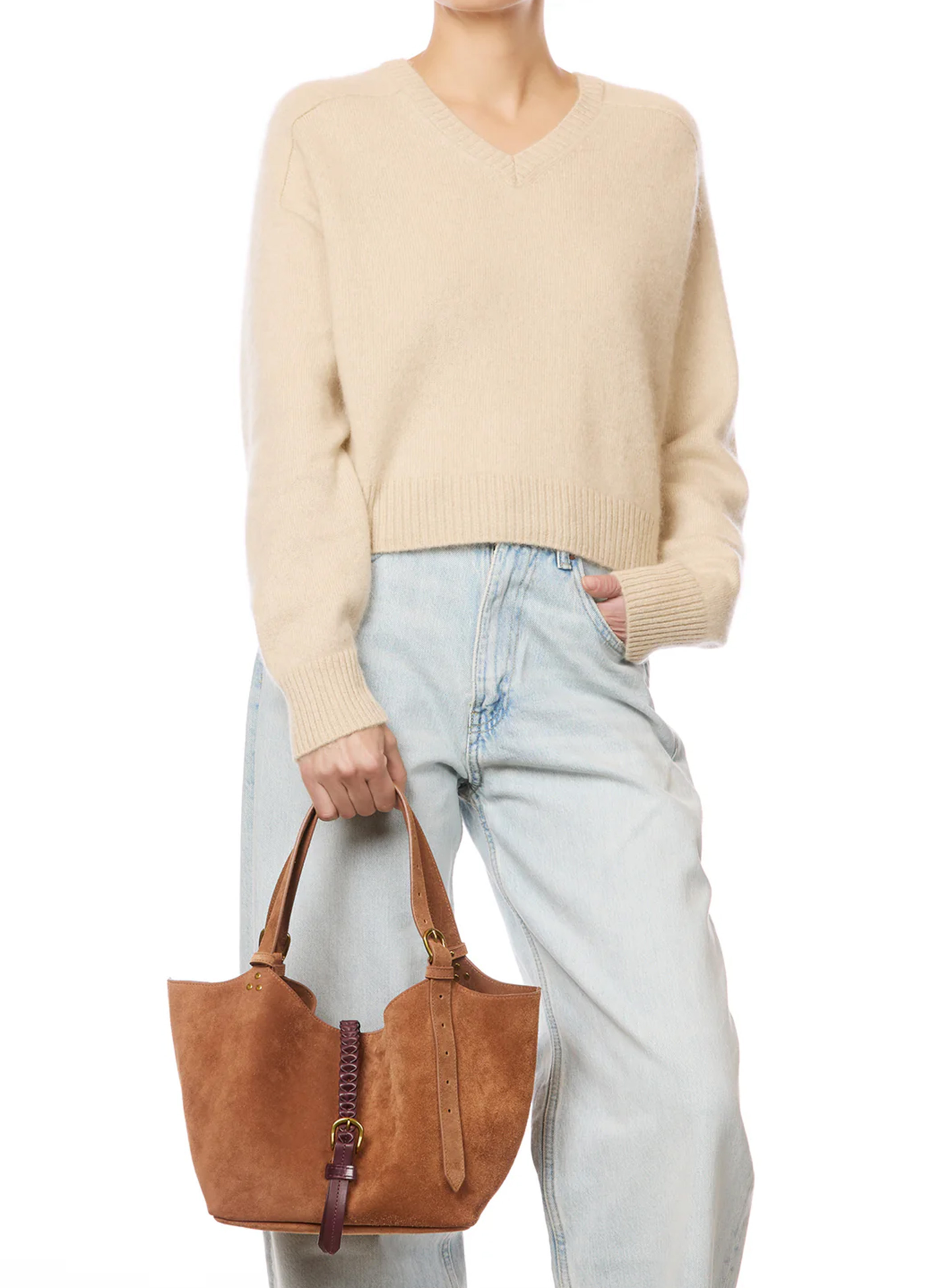 Cabas souple en cuir suédé JEROME DREYFUSS Marron