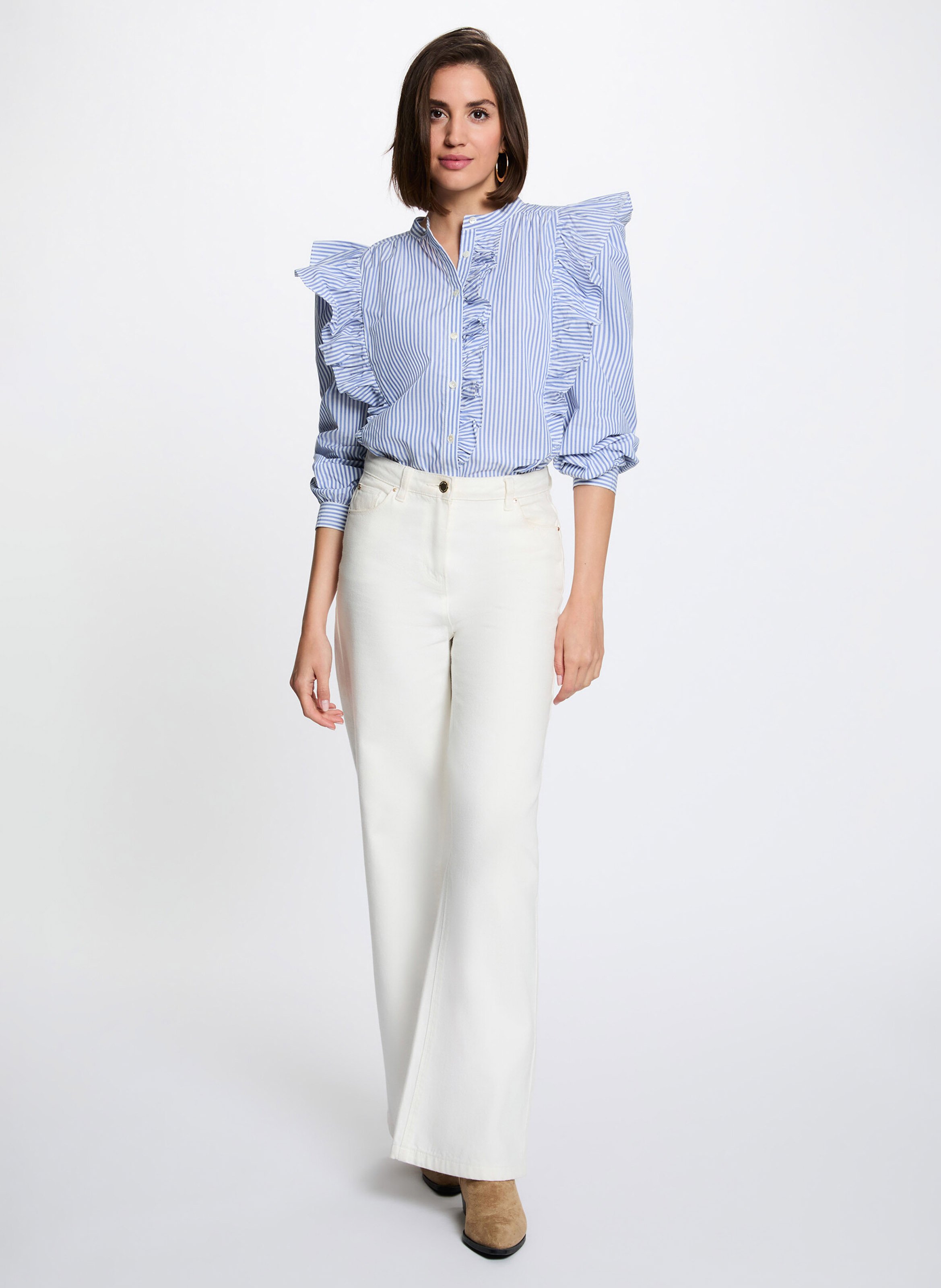 Katoenen blouse met ronde hals MORGAN Blauw