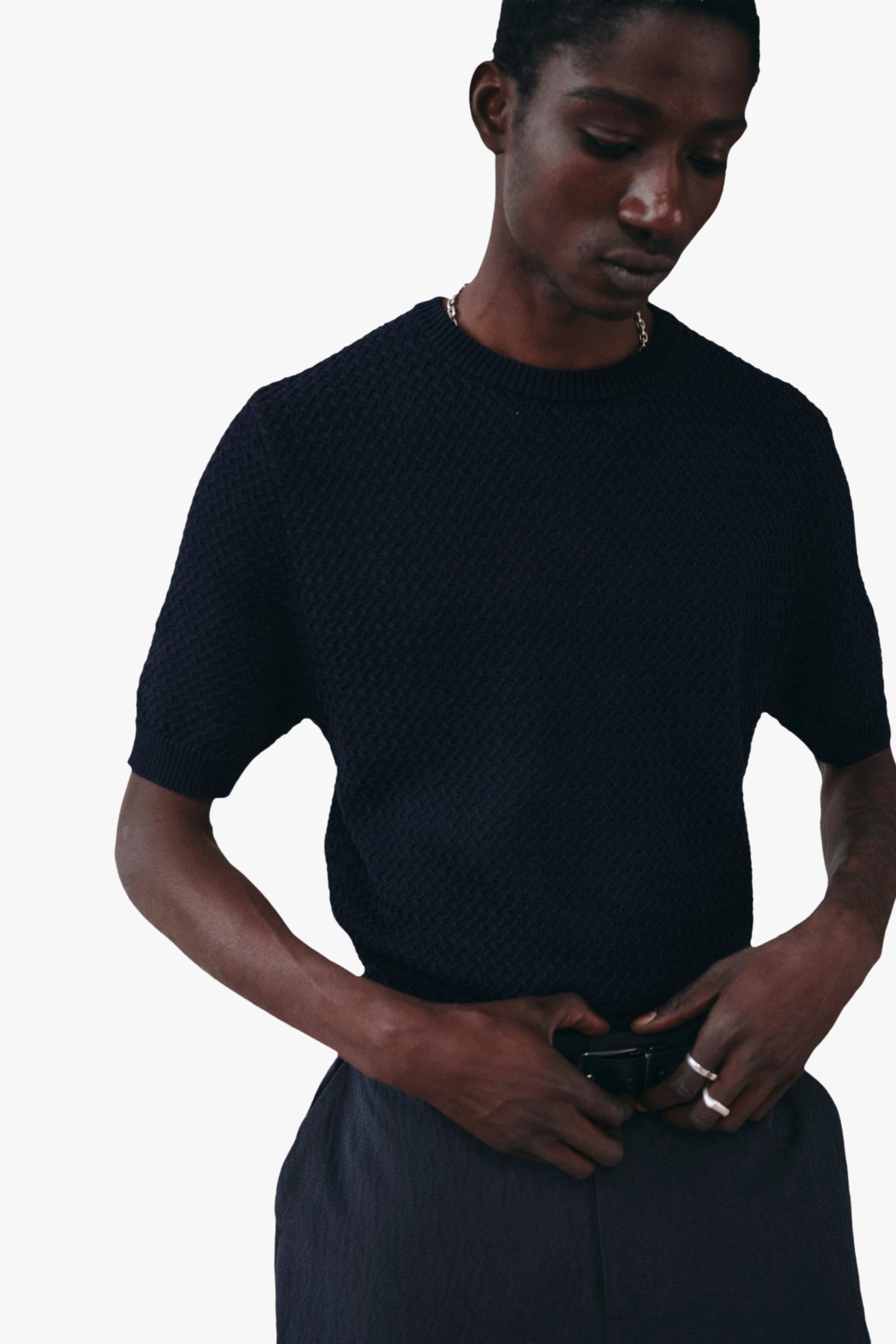Short-sleeved knit madera | Blue Noyoco Men
