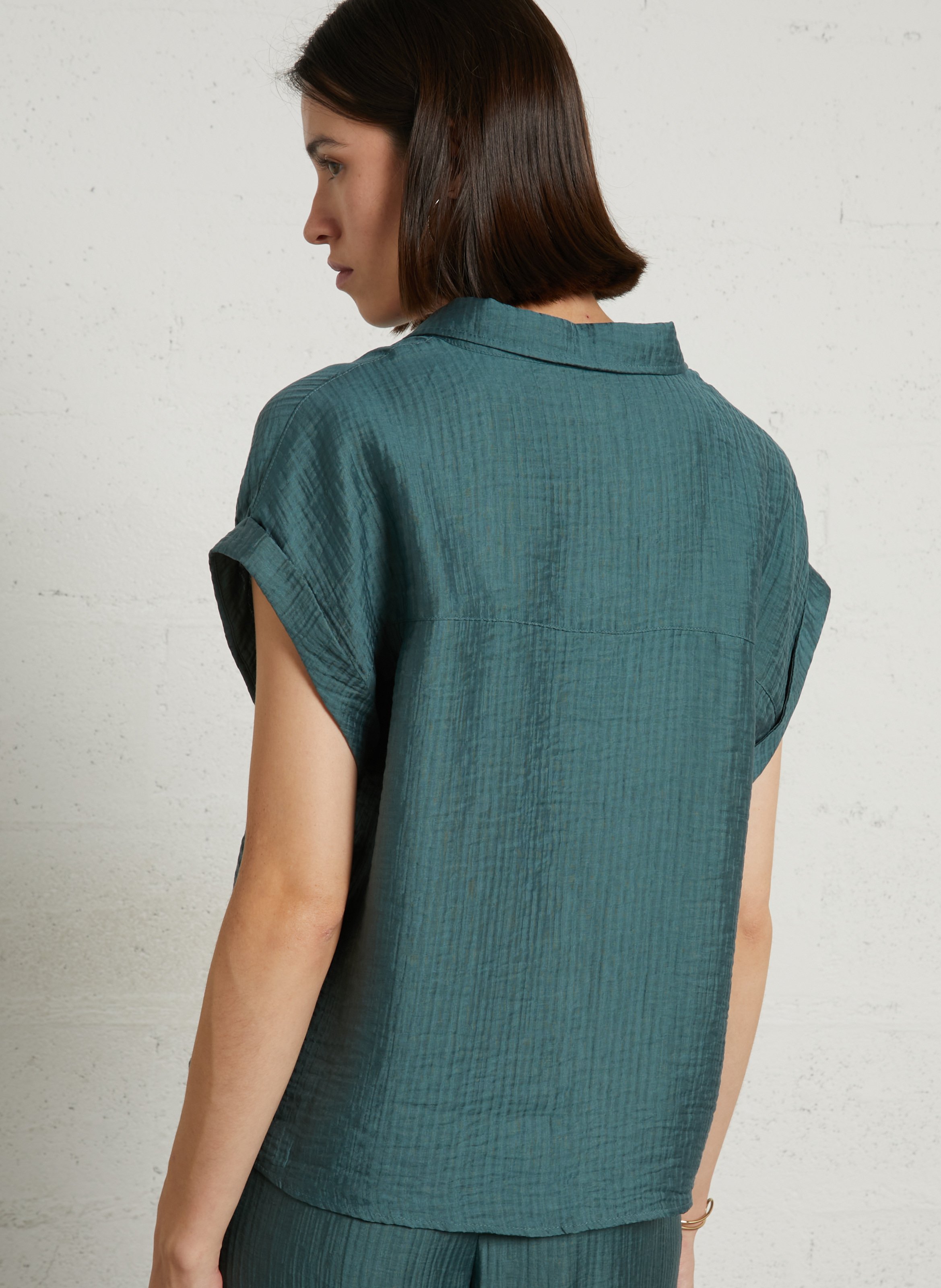 Textured short-sleeve shirt MAISON 123 Blue