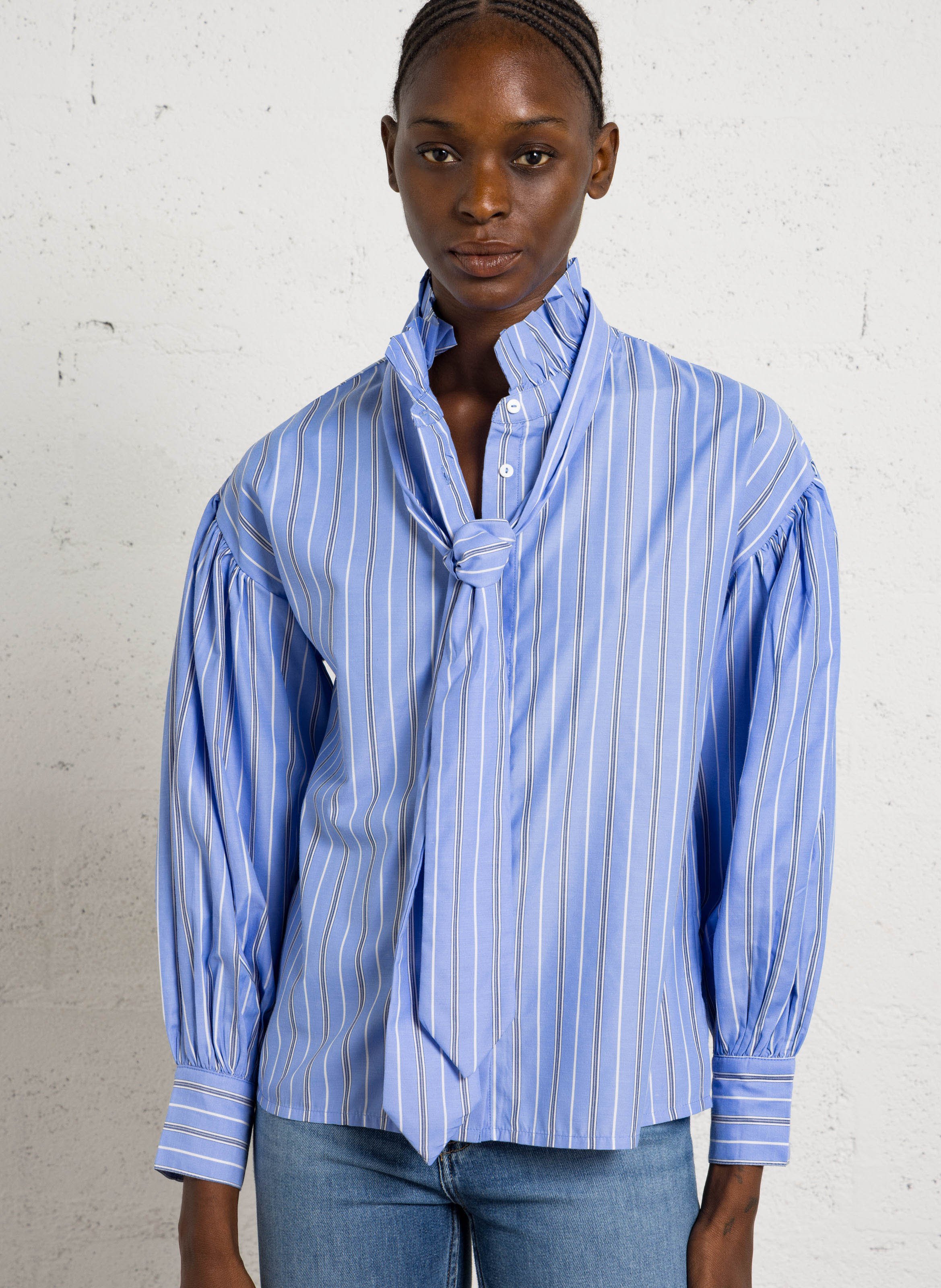 Striped blouse with Lavallière collar MAISON 123 Blue