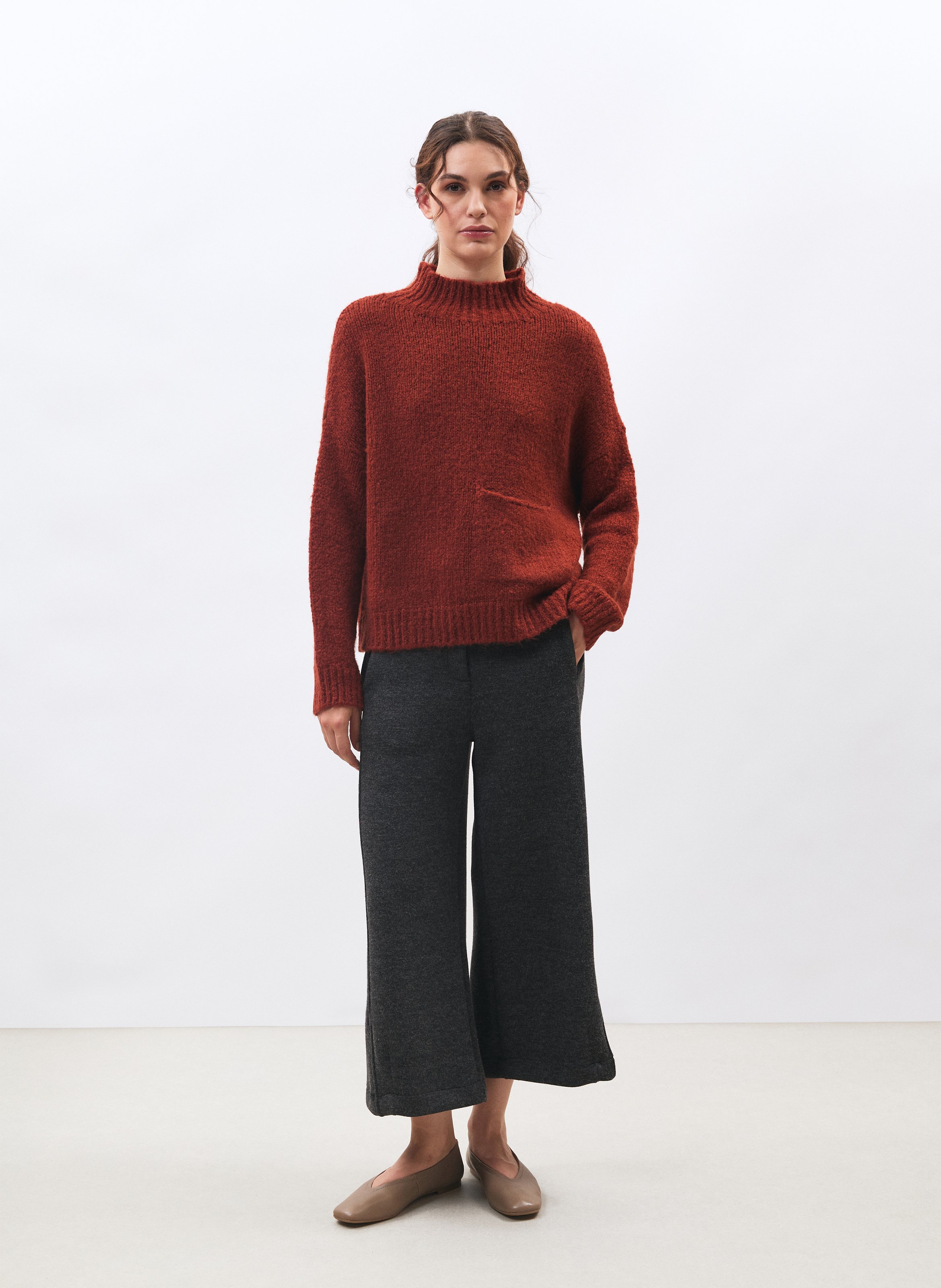 High-neck wool-blend sweater HUMILITY Orange