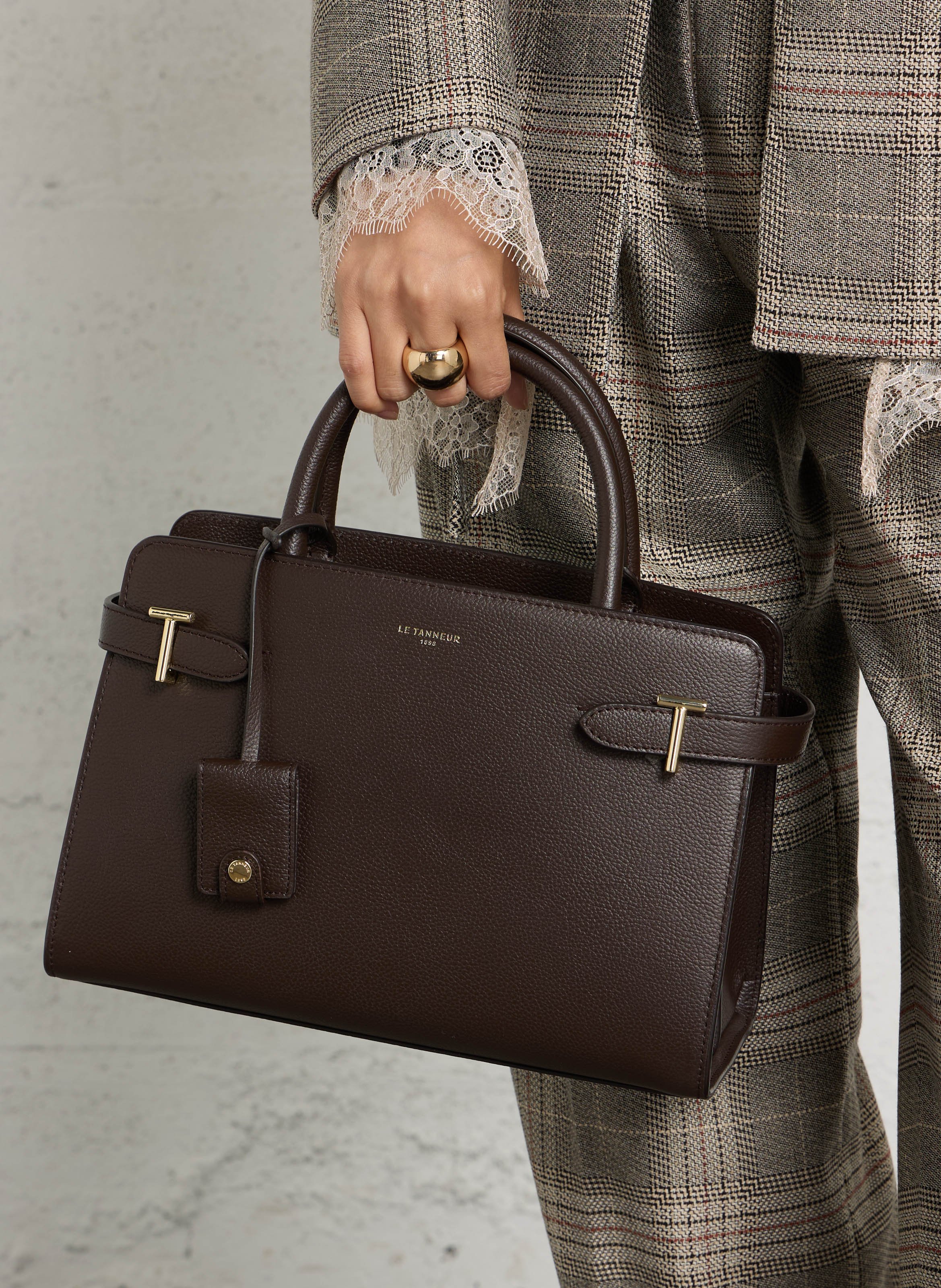 Sac à main en cuir grainé LE TANNEUR Marron