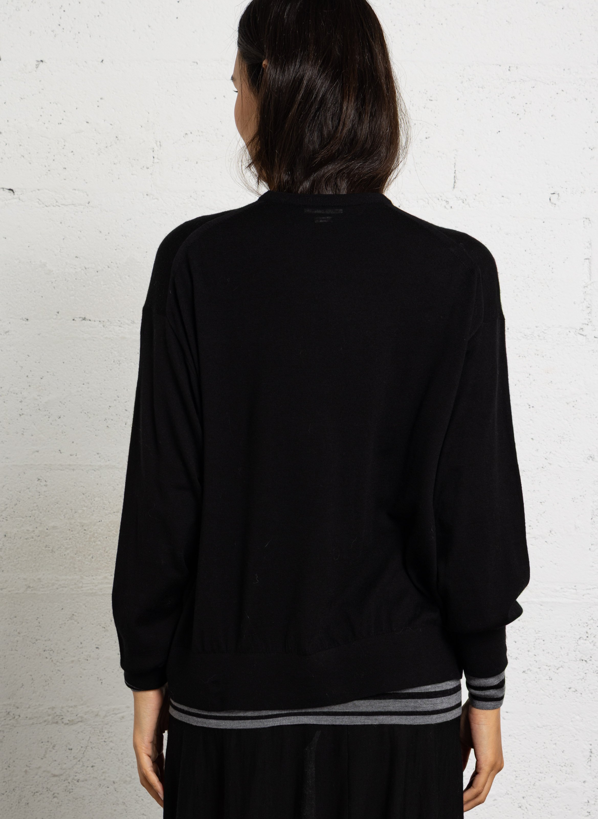 Pull manches longues en laine mérinos LAURENCE BRAS Noir