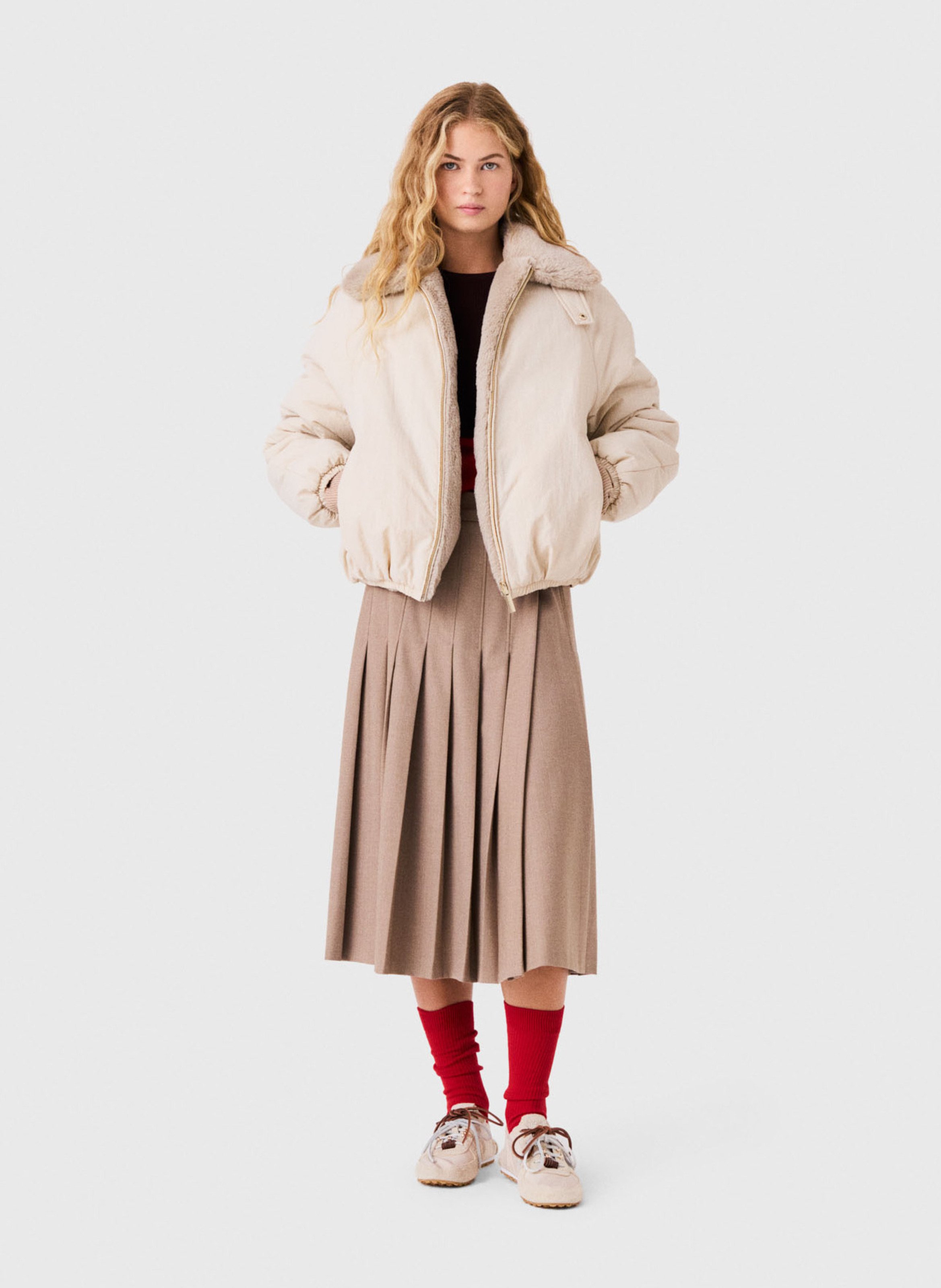 Ruime jas met omgeslagen kraag MAJE Beige