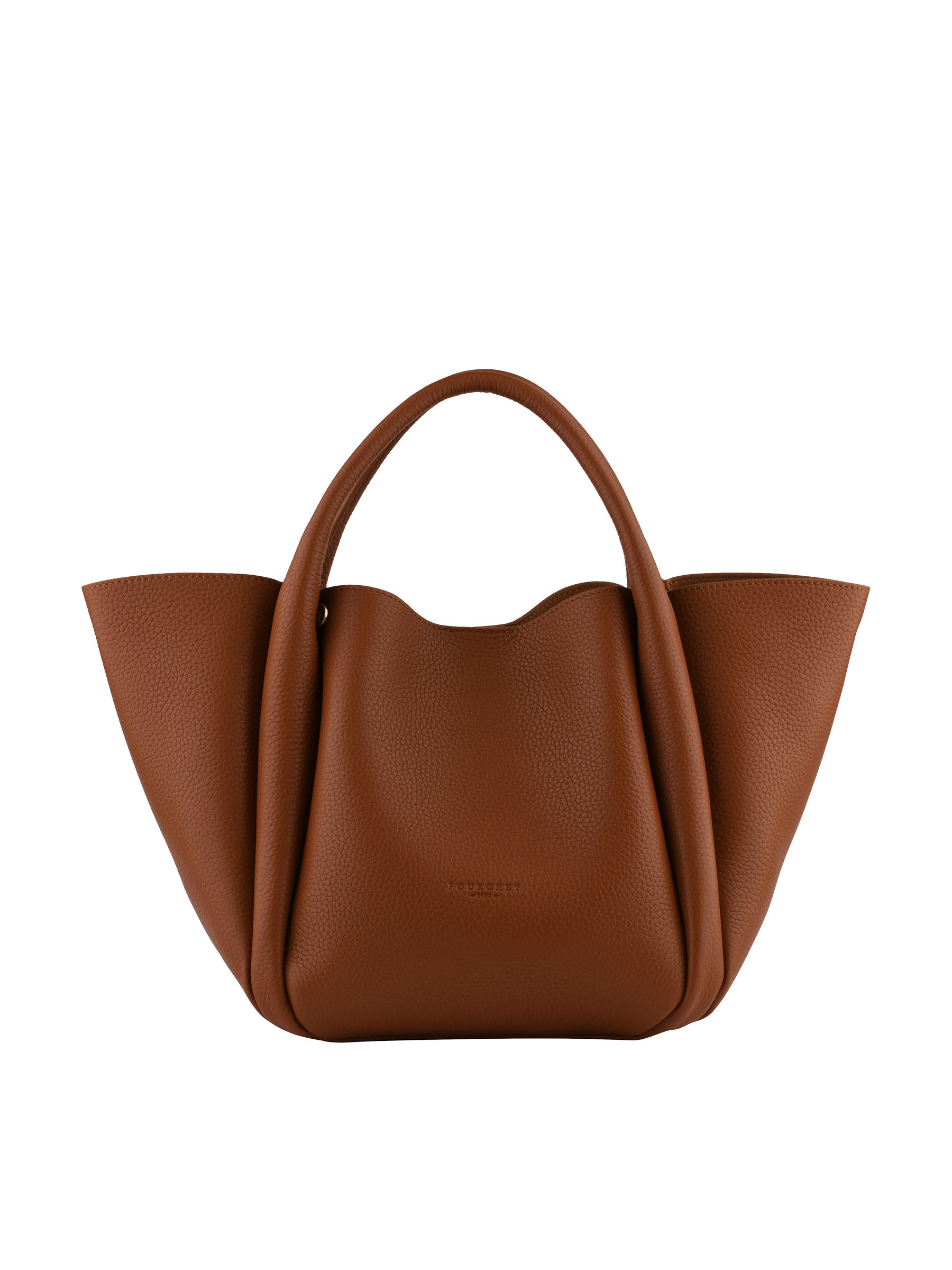 Calfskin leather handbag POURCHET Brown