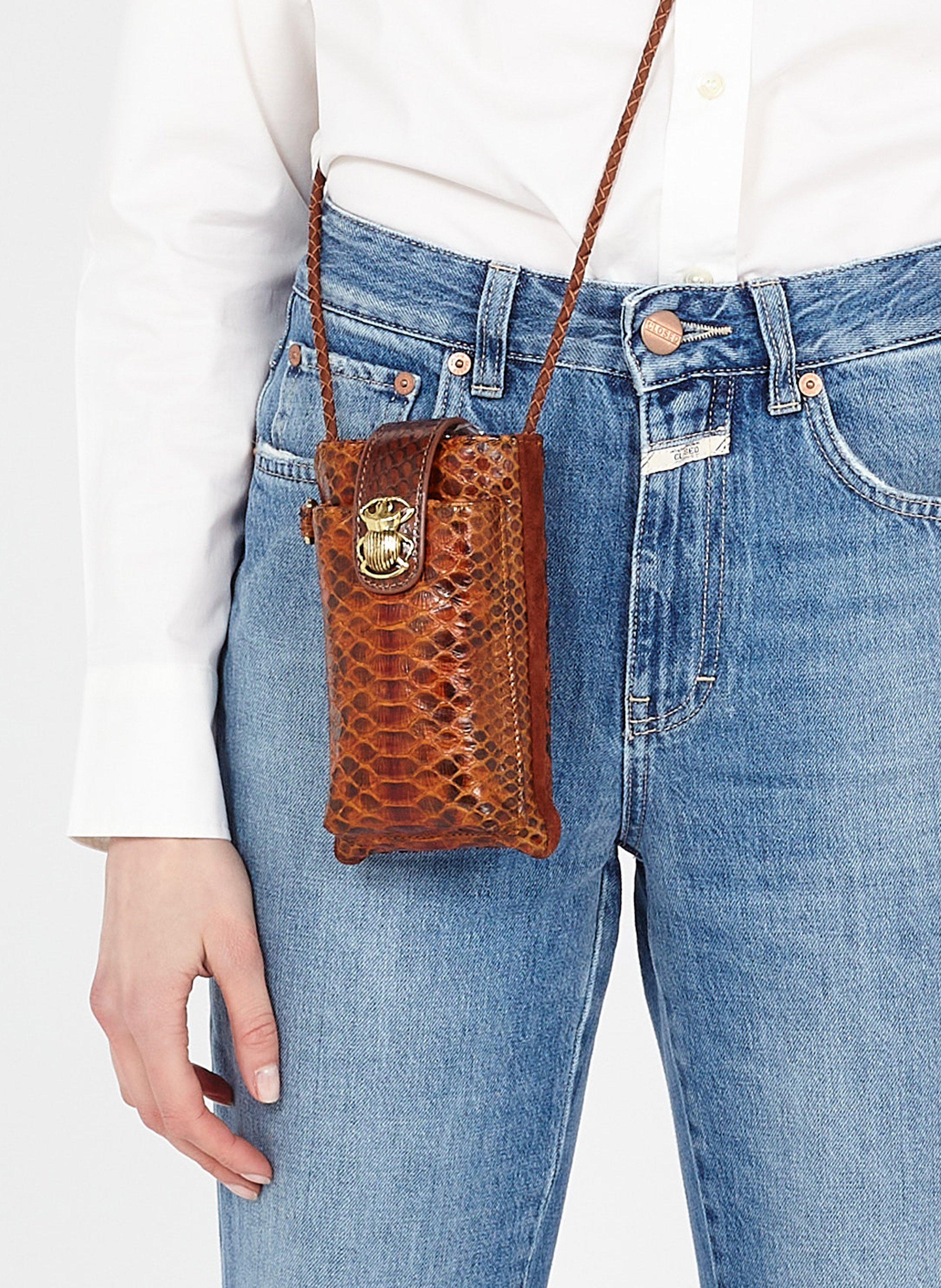 Handytasche aus Pythonleder | Braun CLARIS VIROT Damen