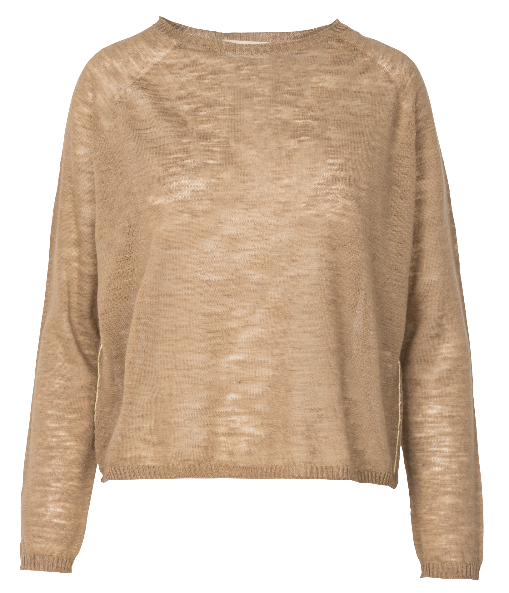 Pull col rond tricolore en lin mélangé MOMONI Beige