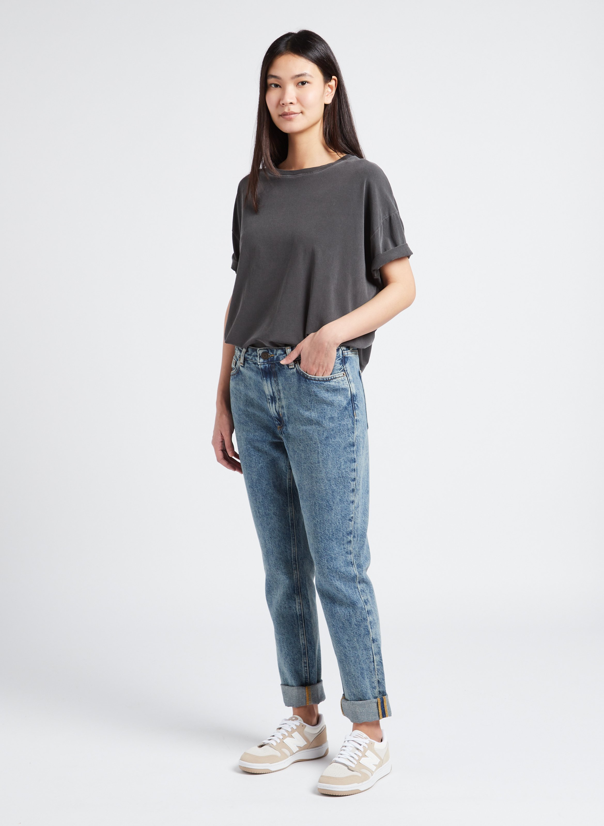 Oversized T-shirt met ronde hals | katoenblend Zwart