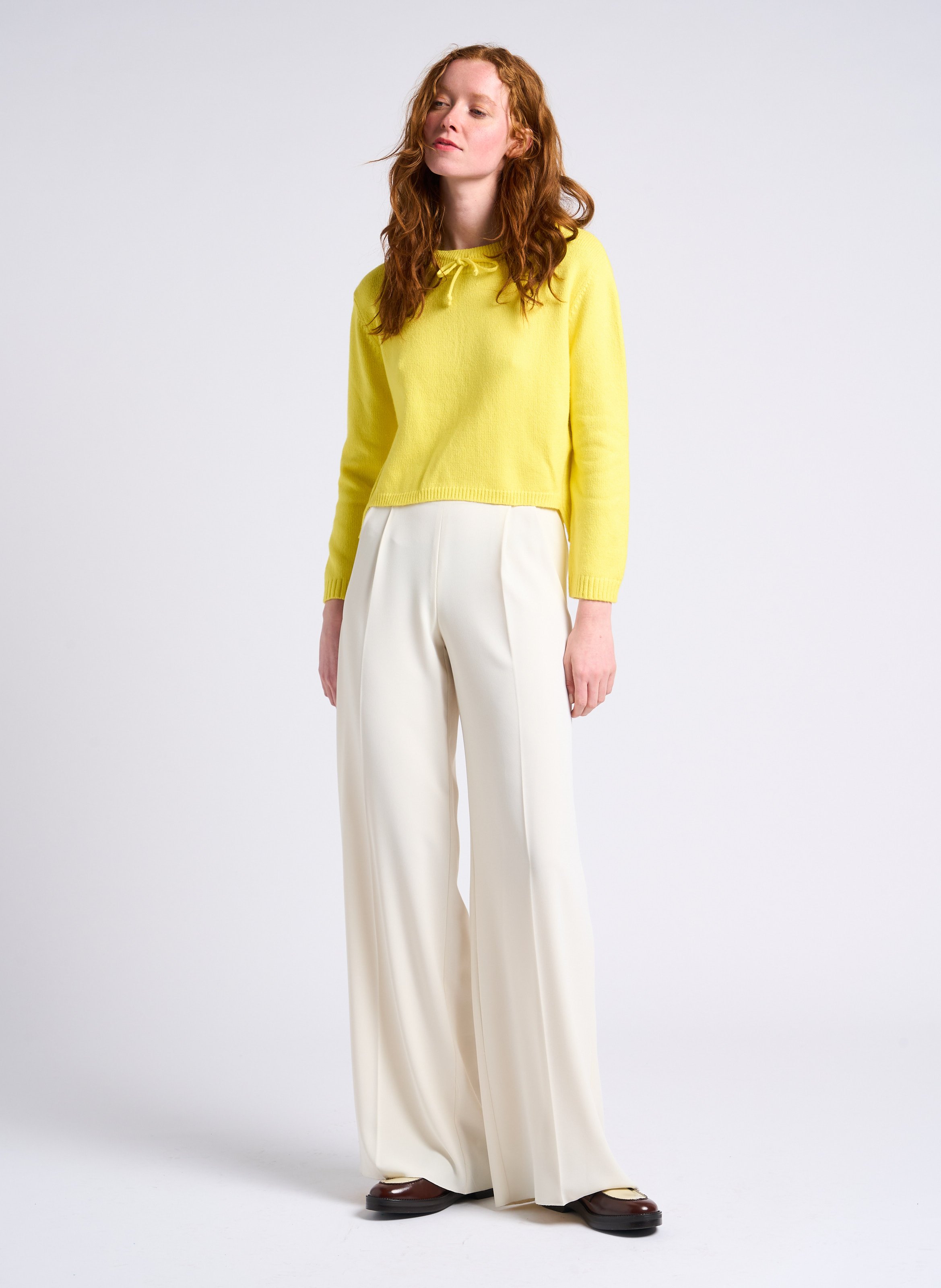 Cropped round-neck cotton-blend sweater MAX&Co. Yellow