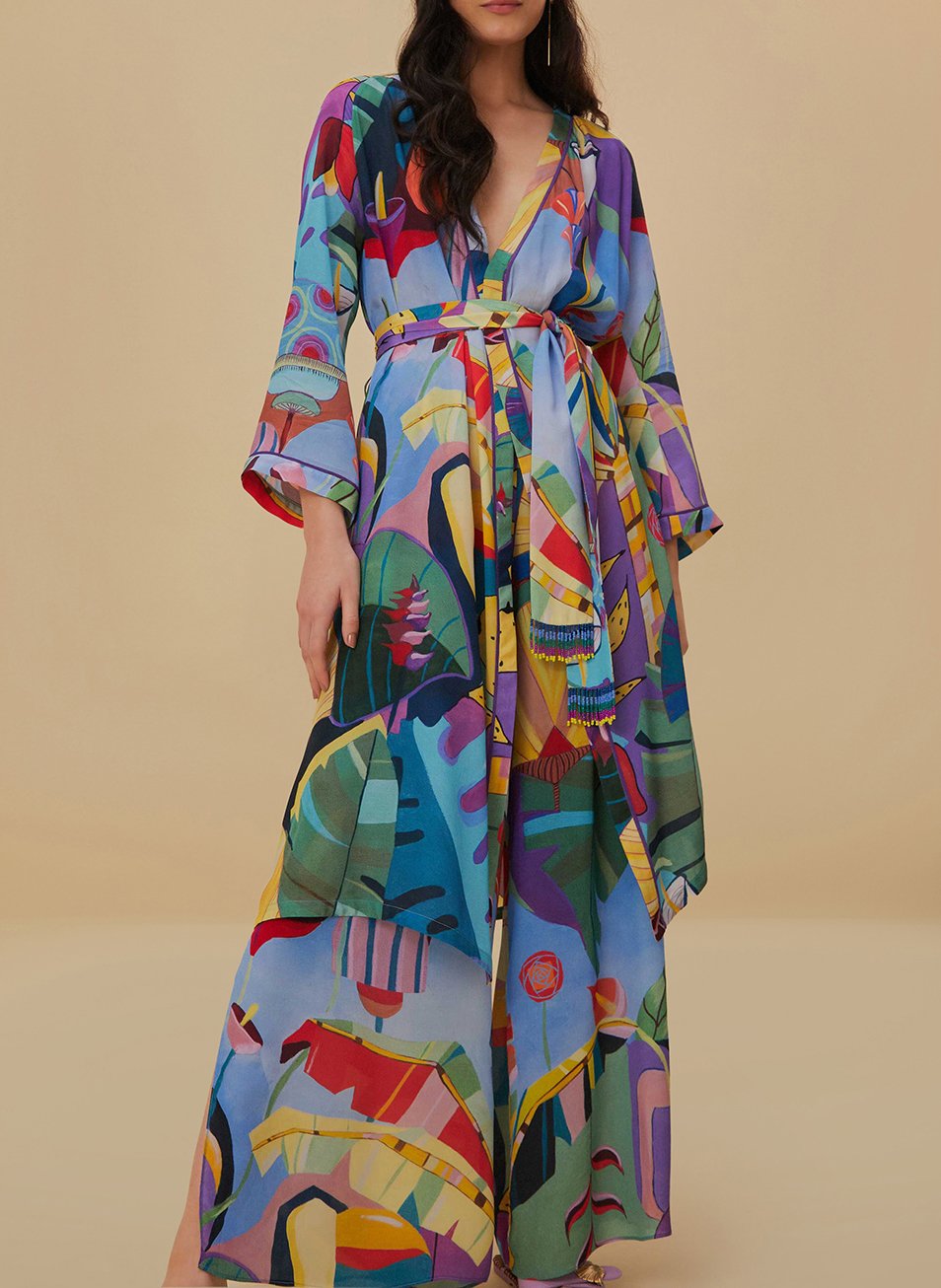 High-rise wide-leg printed pants FARM RIO Multicolored