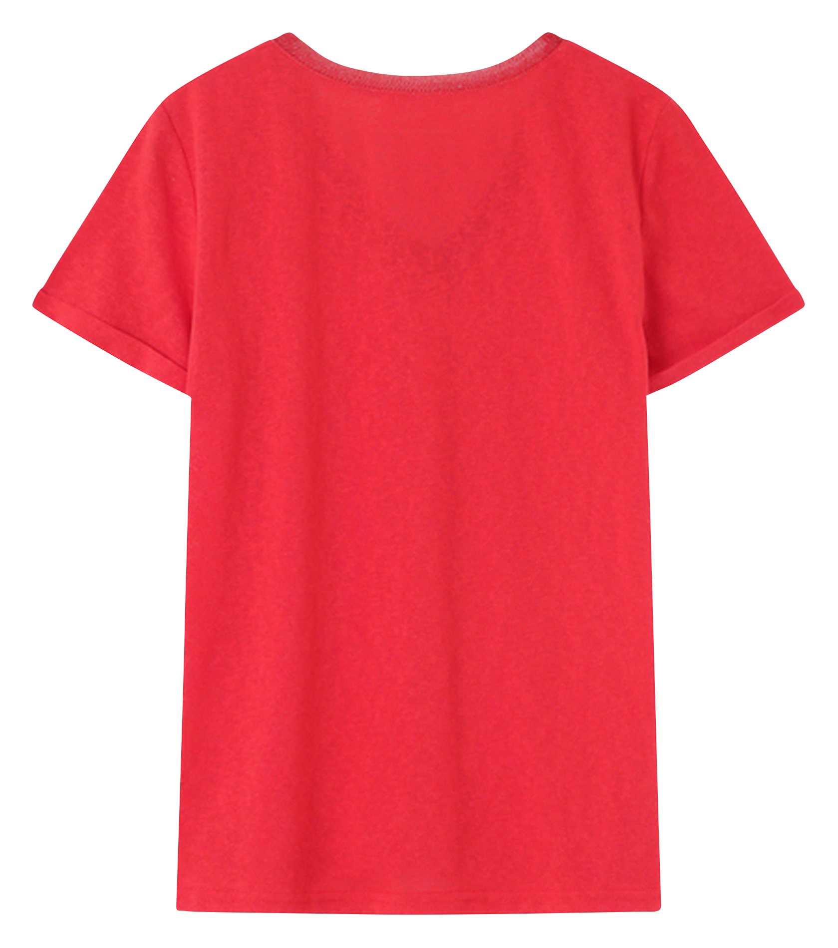 Tee-shirt col V en coton Rouge