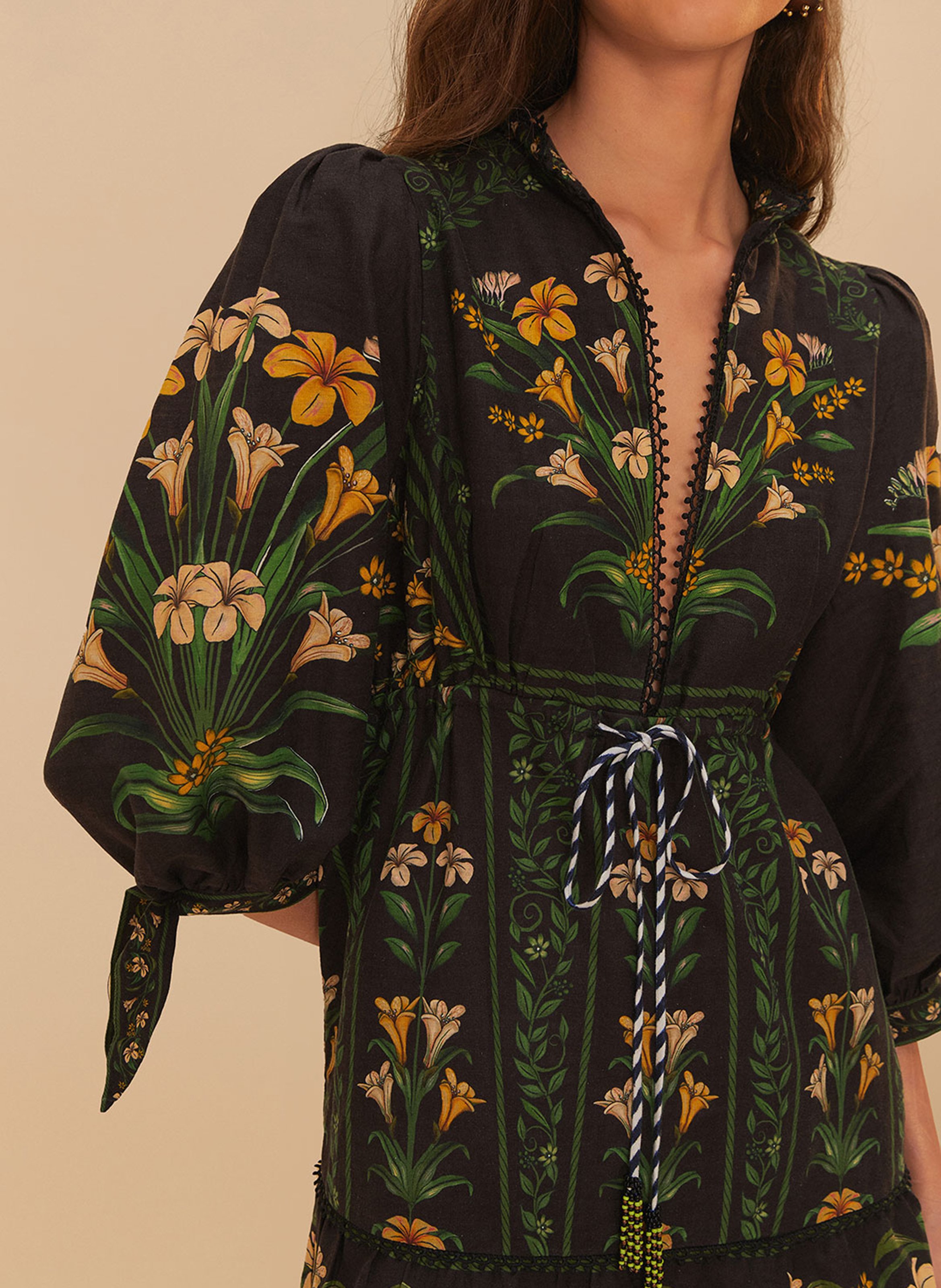 Robe courte ample imprimée FARM RIO Noir