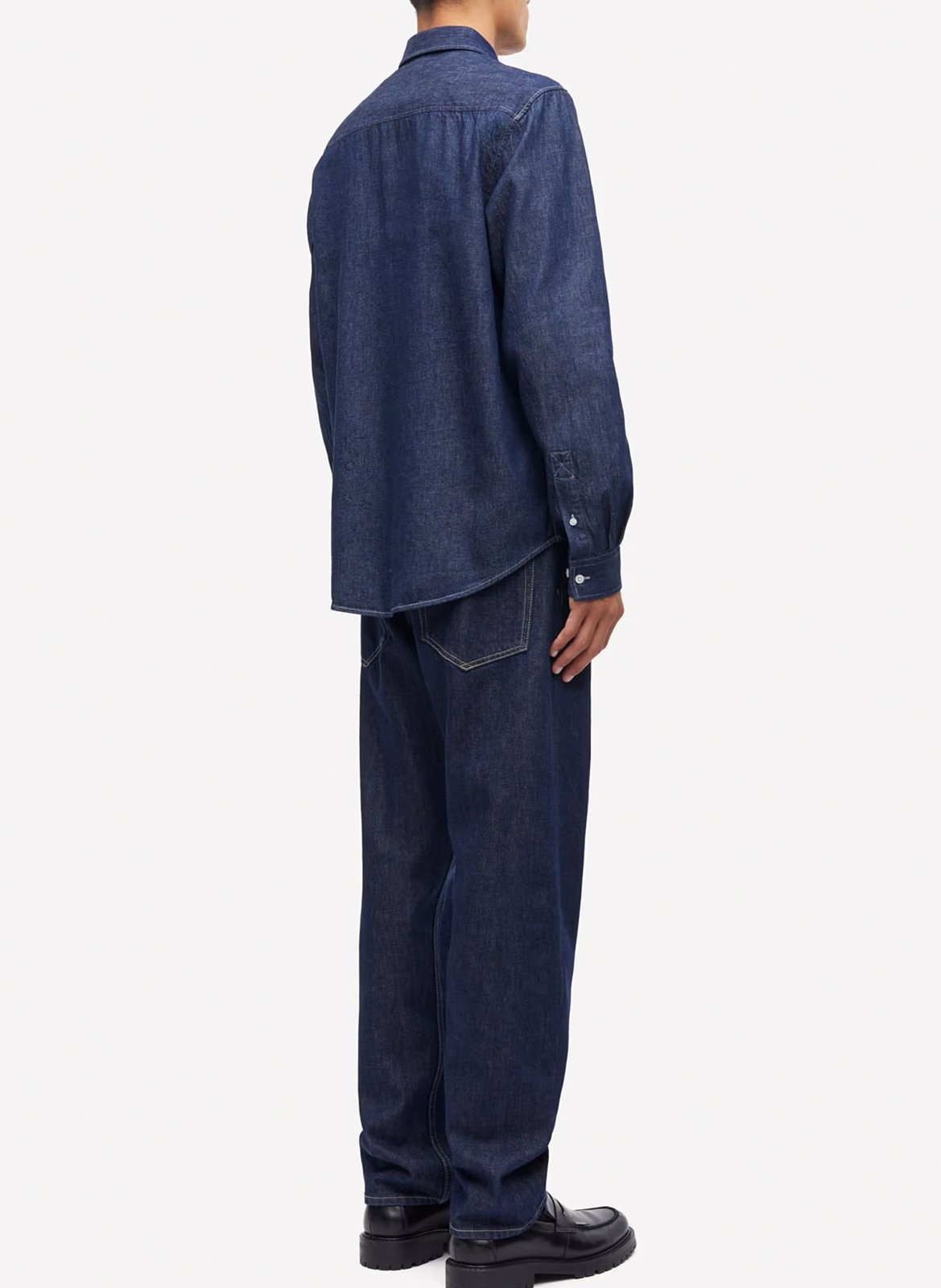 Straight denim shirt in organic cotton Blue