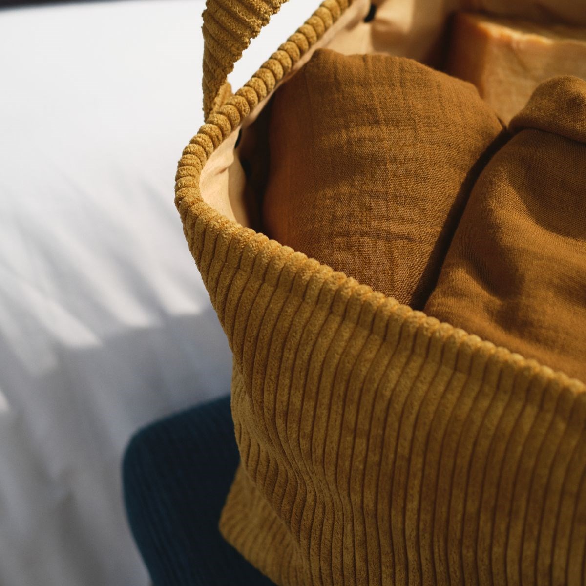 Rectangular velvet storage basket FACTORY Brown