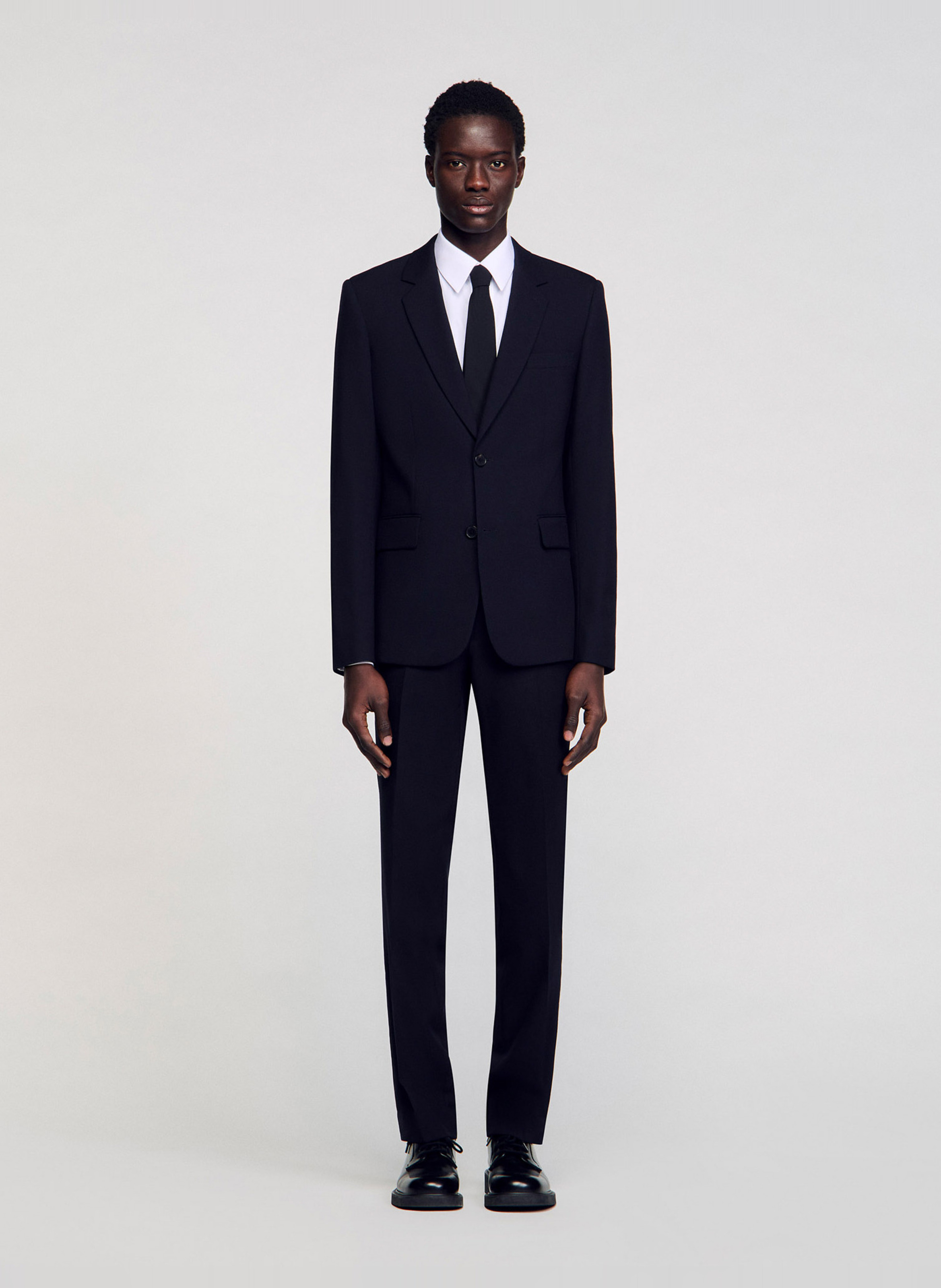 Veste col tailleur en laine SANDRO Bleu