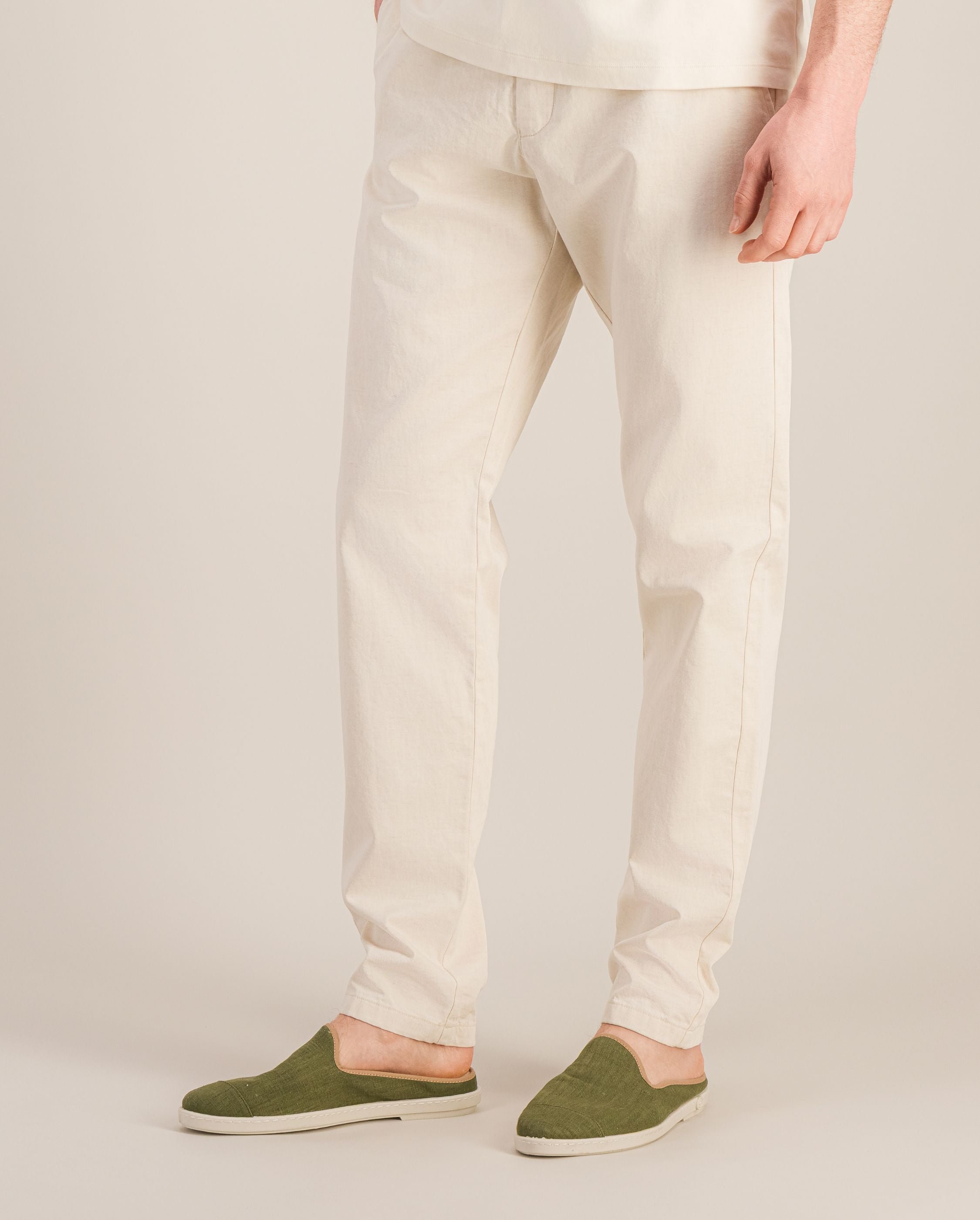 Men's linen mule, khaki taupe ANGARDE Green