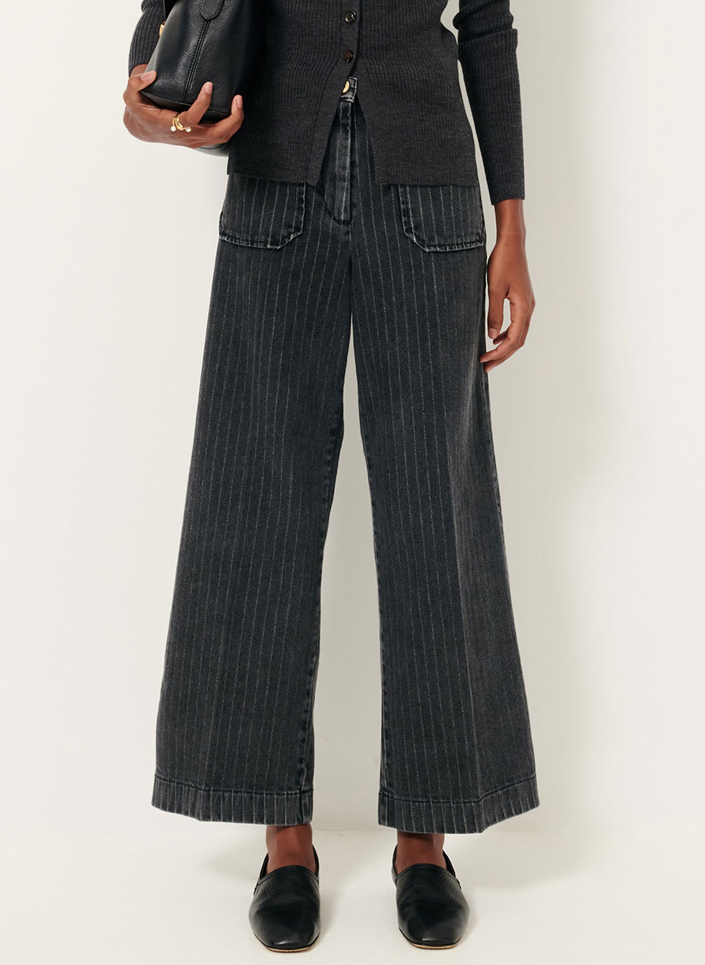 High-rise straight cotton jeans SESSUN Grey