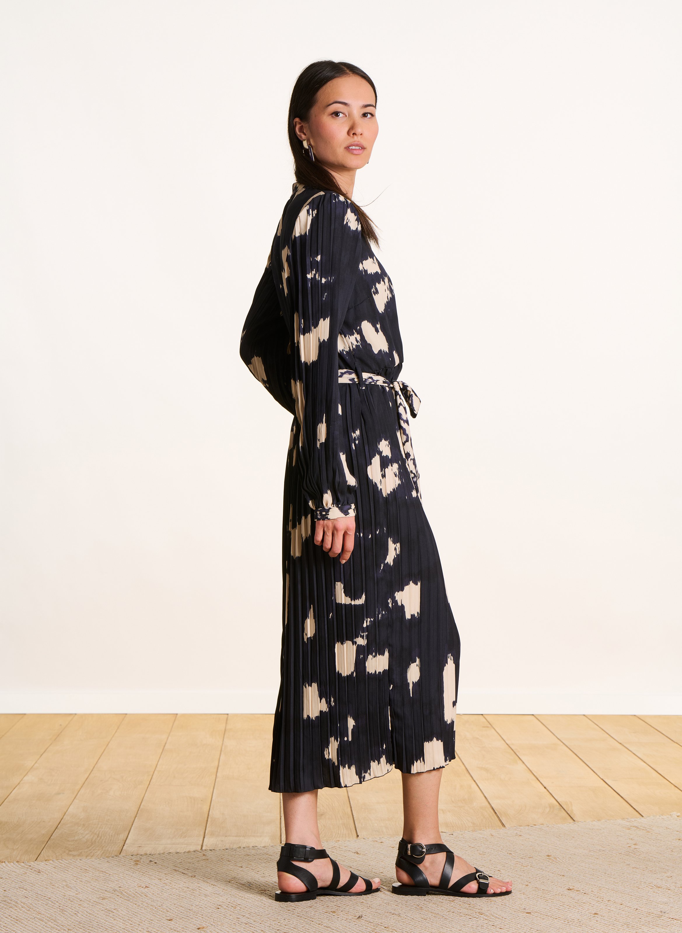 Robe midi plissée à motifs LA FEE MARABOUTEE Multicolore