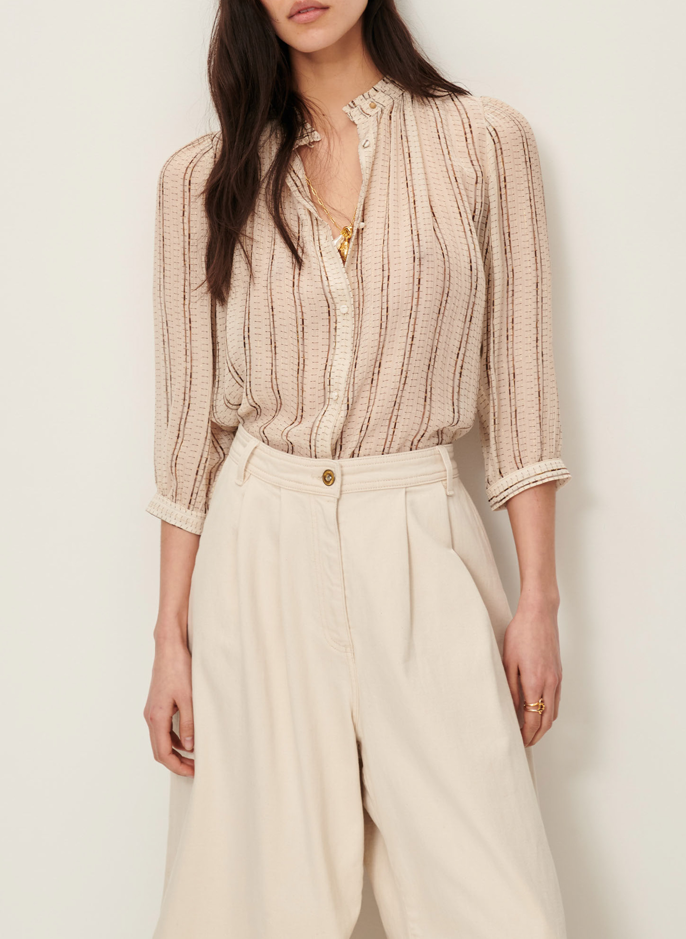 Blouse imprimé et volantée SESSUN Beige