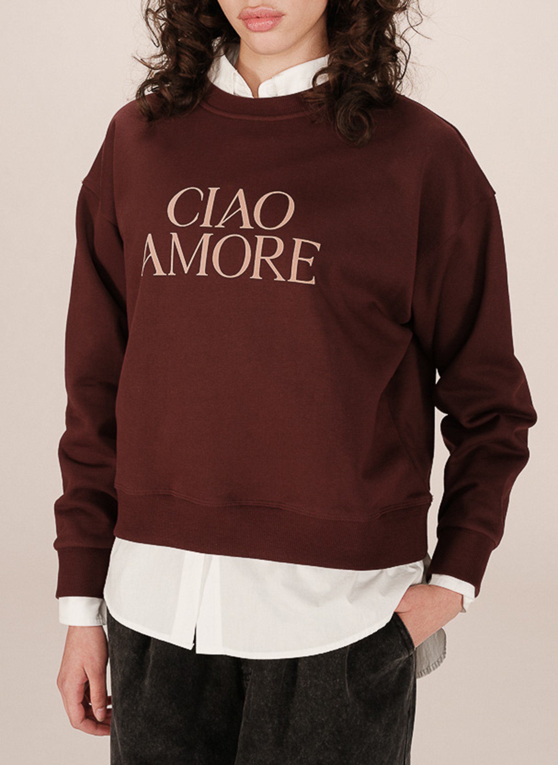 Sweat col rond en coton GRACE ET MILA Rouge