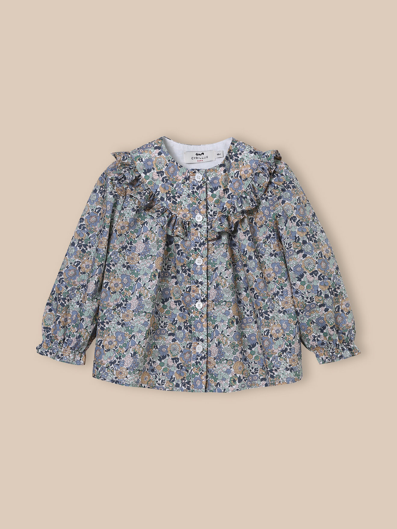 Ruffled blouse with cassy print CYRILLUS Blue