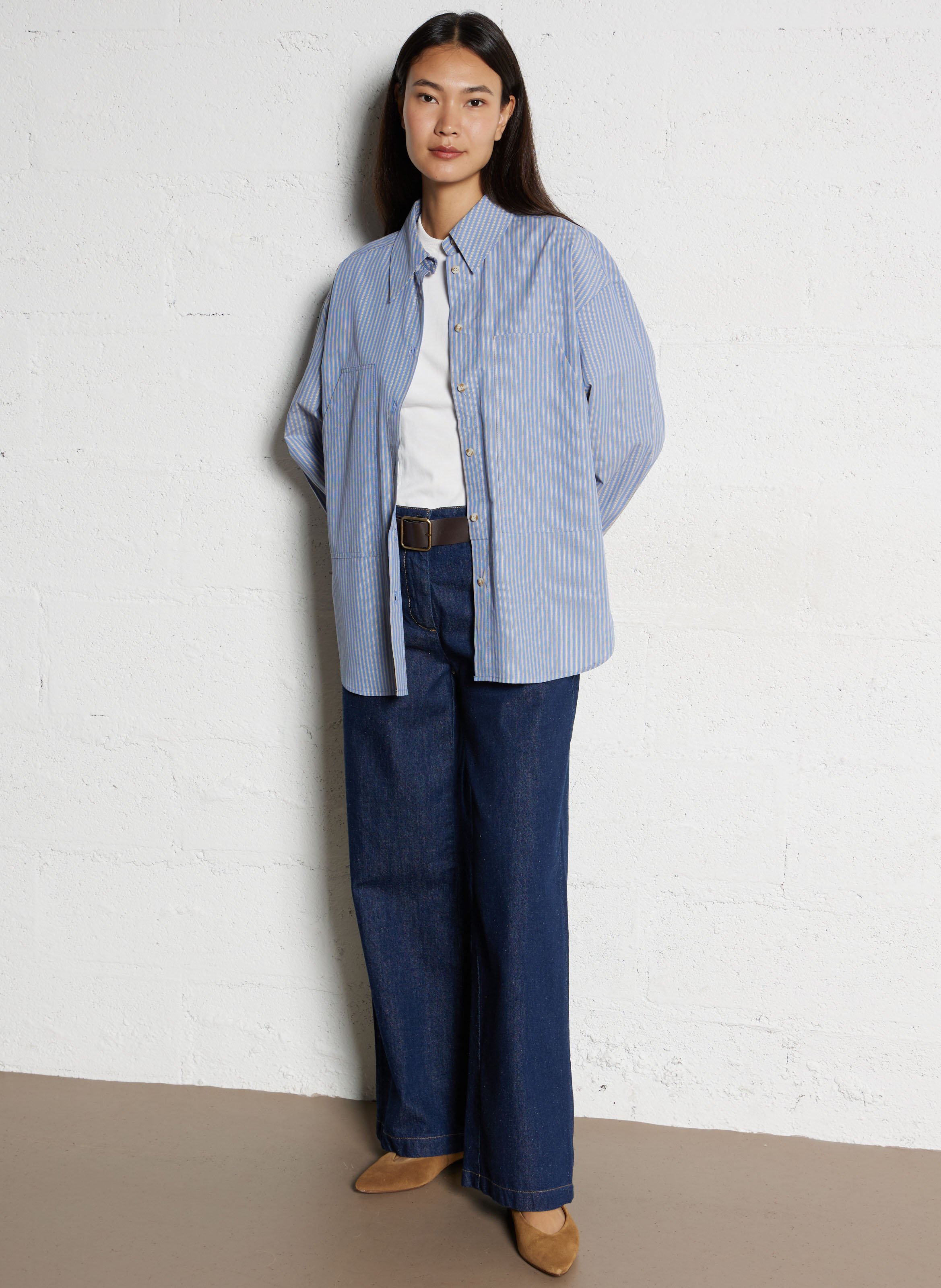 Chemise oversize rayée en coton SEE U SOON Bleu