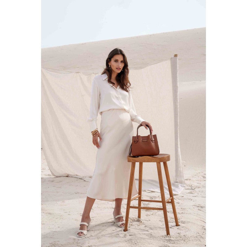 Handbag - cowhide leather POURCHET Brown