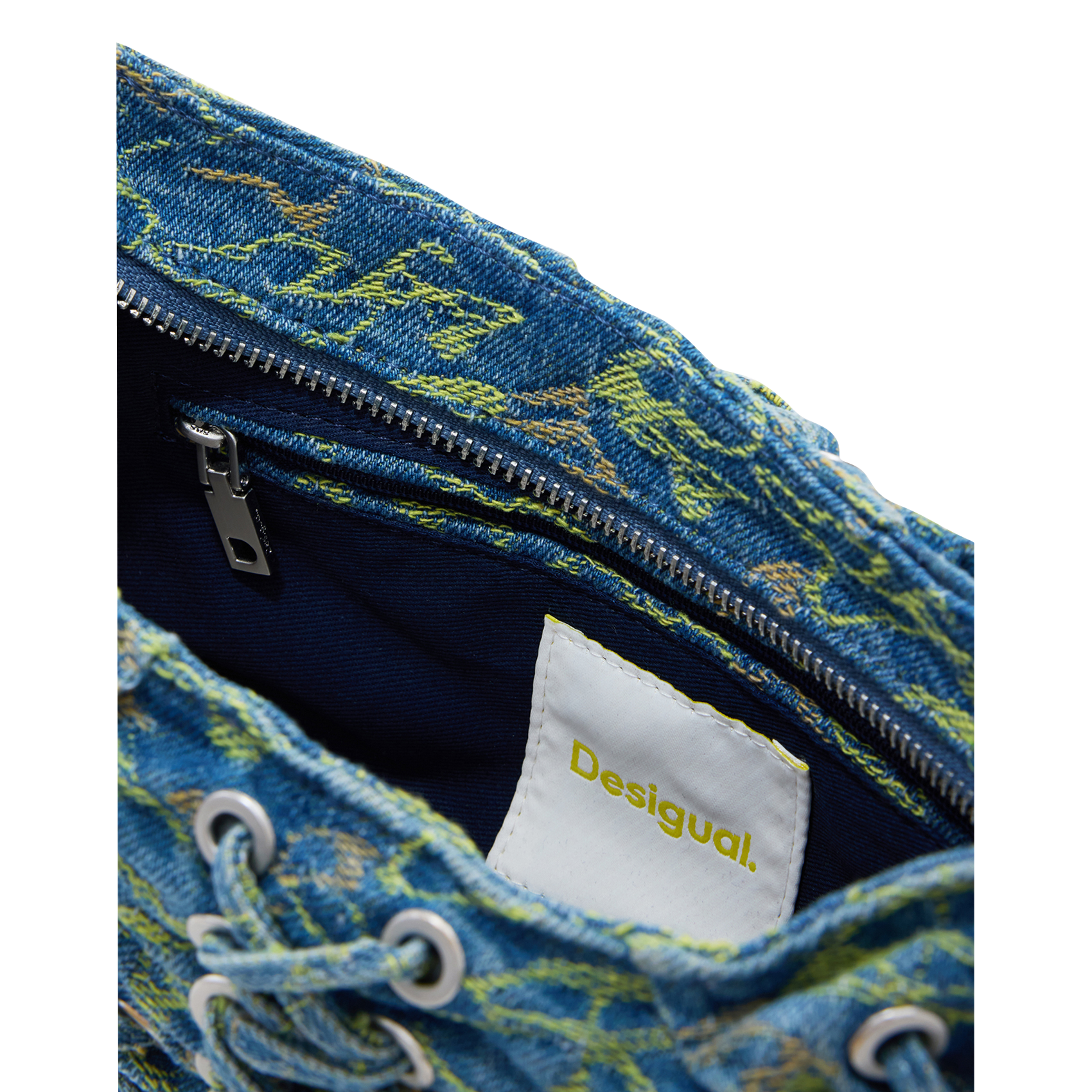 Sac baguette denim imprimé à lacets DESIGUAL Bleu