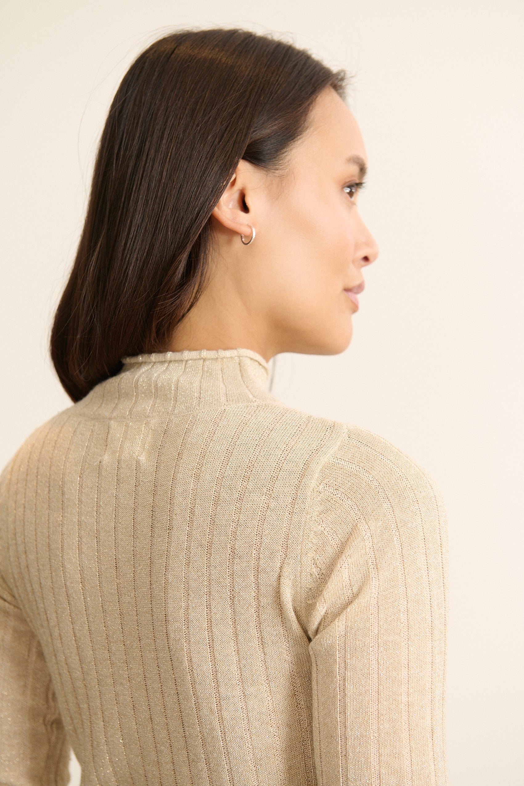 High-neck lurex sweater GARANCE PARIS Beige