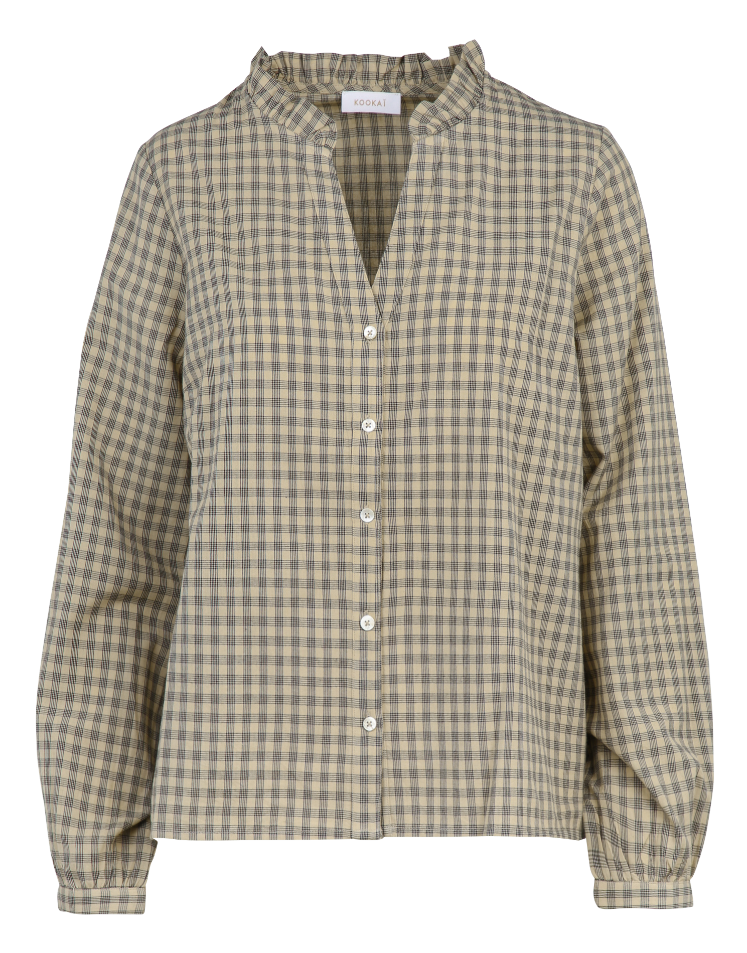 Chemise col V en coton KOOKAI Beige