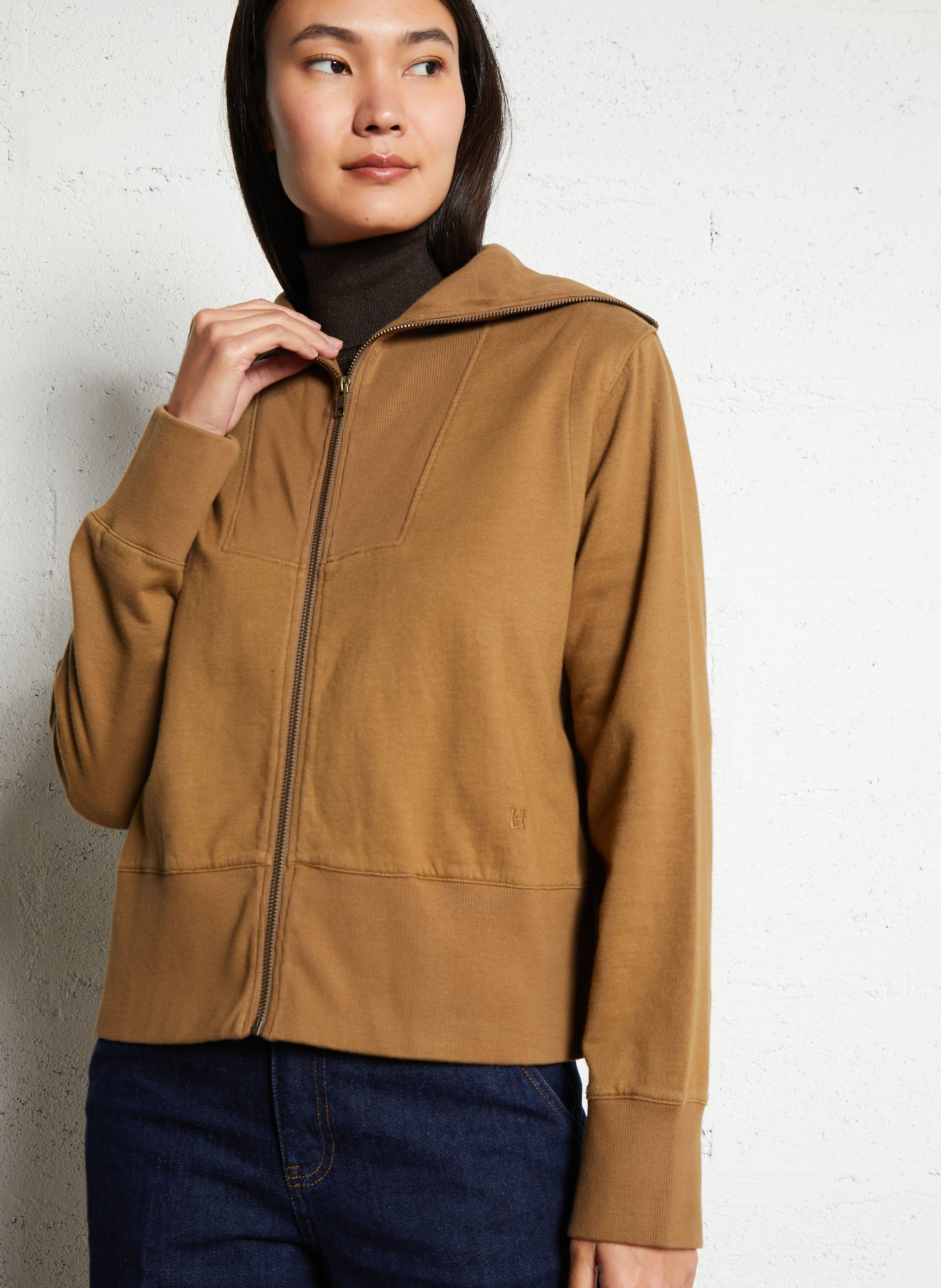 Straight high-neck organic cotton sweatshirt LEON & HARPER