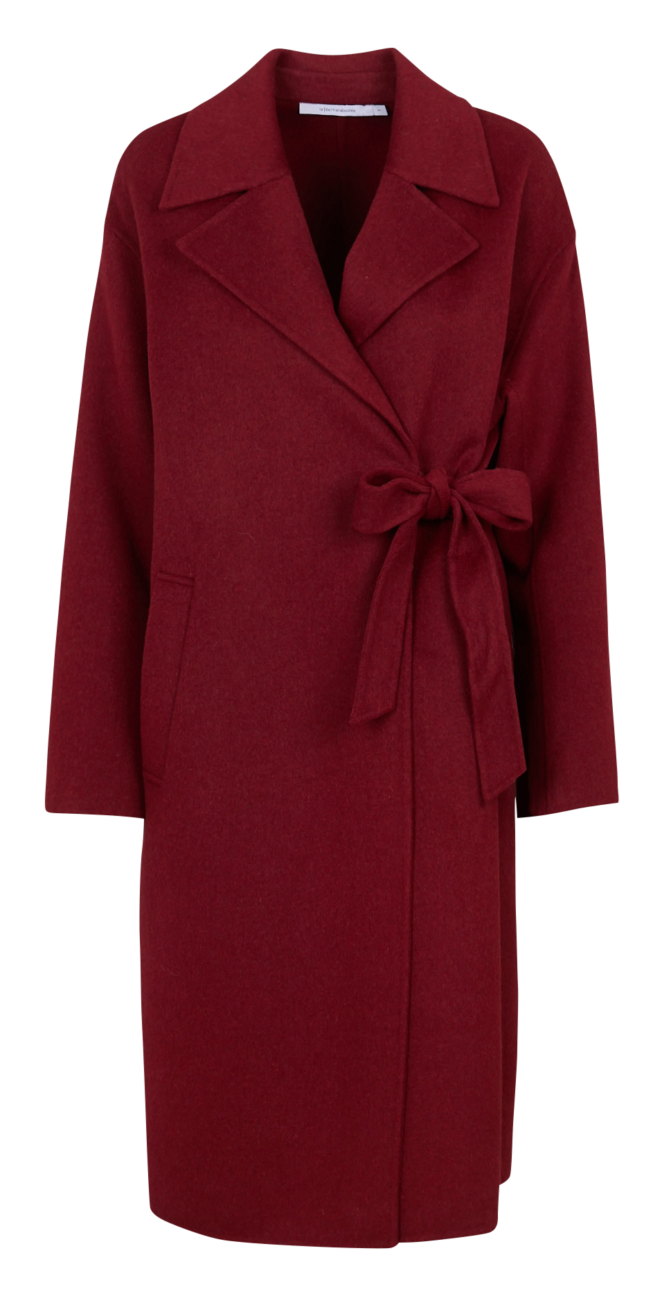 Manteau long col tailleur en laine recyclée mélangée LA FEE MARABOUTEE Marron